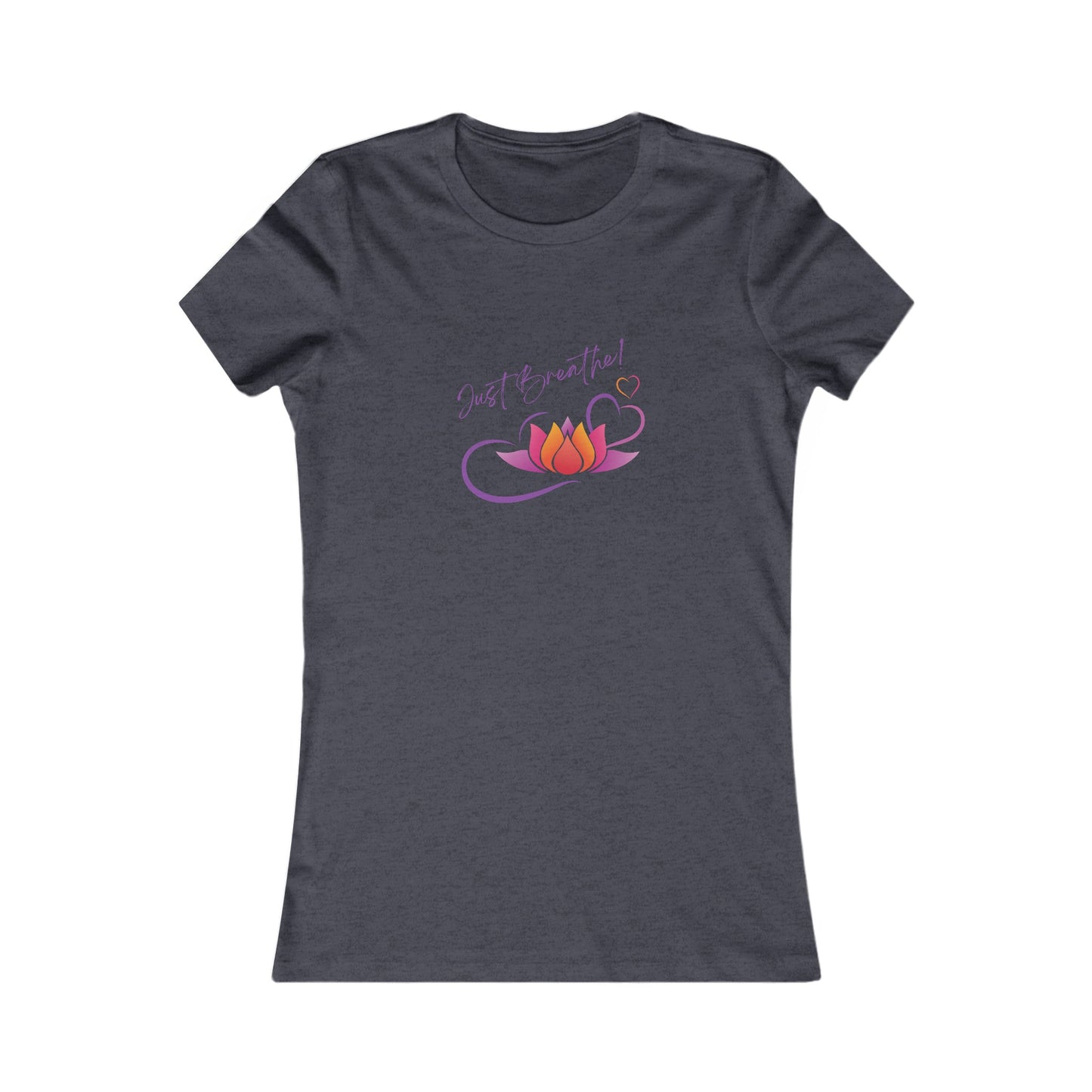 Just Breathe! Lotus Flower Hearts Yoga Tank Top Meditation Shirt, Yoga Tees, Yoga Graphic T-shirt, Ladies Cut Graphic Tees