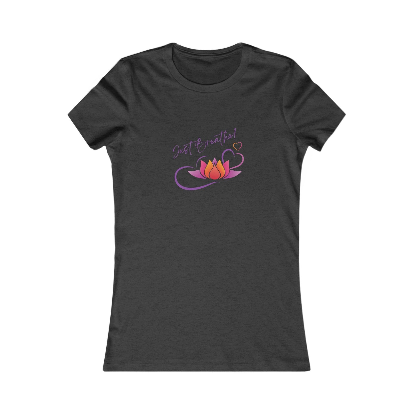 Just Breathe! Lotus Flower Hearts Yoga Tank Top Meditation Shirt, Yoga Tees, Yoga Graphic T-shirt, Ladies Cut Graphic Tees