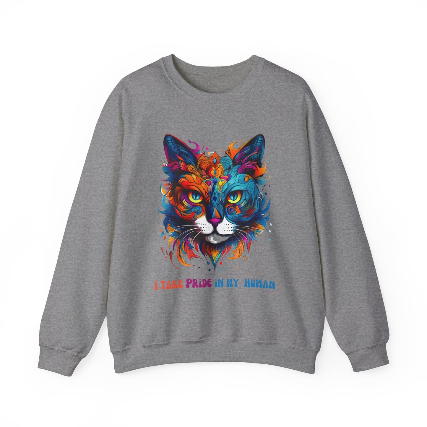 "I Take Pride in My Human" Pride Cat Sweatshirt, Cat Lovers Gift, Kitty Cat LGBTQ+ Shirt Unisex Sweatshirt Sweat Shirt, Many Colors