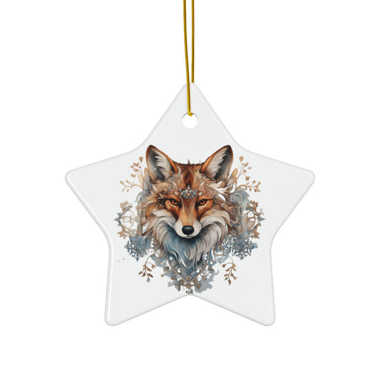 Red Fox, Holiday Fox- Christmas Fox Ceramic Christmas Ornament -  Magical Fox, Spirit Medicine Ornament Gift - 4 Shapes