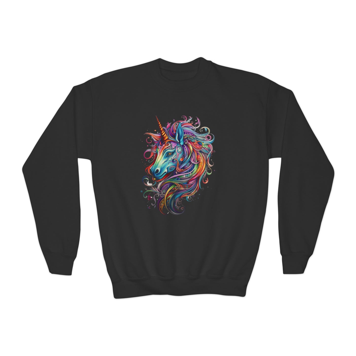 Rainbow Colors Unicorn Gifts, Unicorn Lovers, Kids, Girls, Boys Youth Crewneck Sweatshirt Magic Birthday