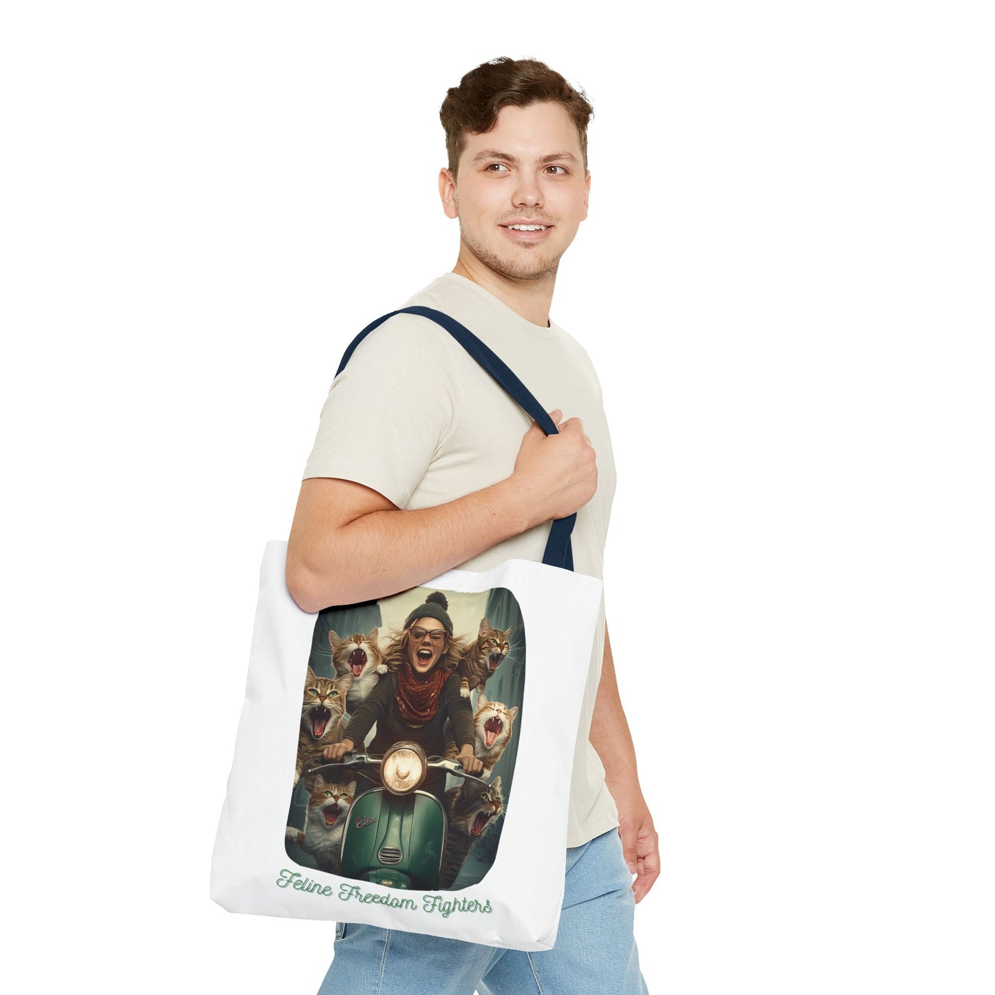 "Feline Freedom Fighters" Childless Cat Lady Tote Bag - Childless Cat Lady Tote Bag (AOP)