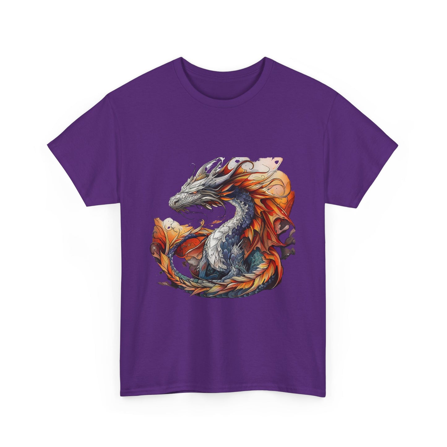 Orange Ancient Dragons Graphic Tee - Dragons and Reptiles -  Dragon Lovers Unisex Heavy Cotton Tee T-Shirt