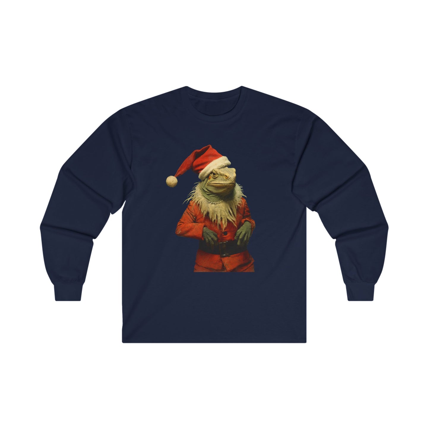 Iguana Christmas - Reptile Dragon in Christmas Santa Suit, Long Sleeve T-shirt Ultra Cotton Long Sleeve Tee t Gift Holiday Fun