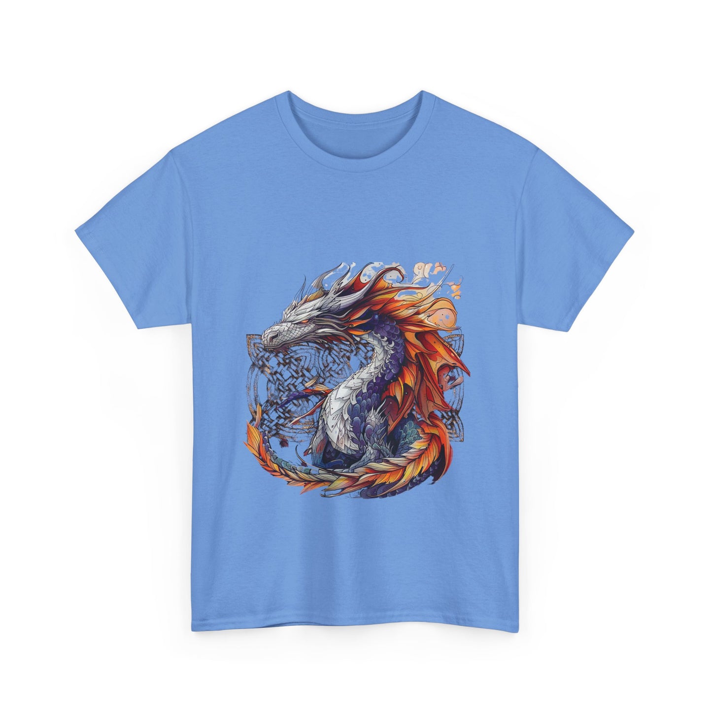 Orange Celtic Dragon Graphic Tee - Dragon in Santa Hat T-shirt -  Dragon Lovers Unisex Heavy Cotton Tee T-Shirt