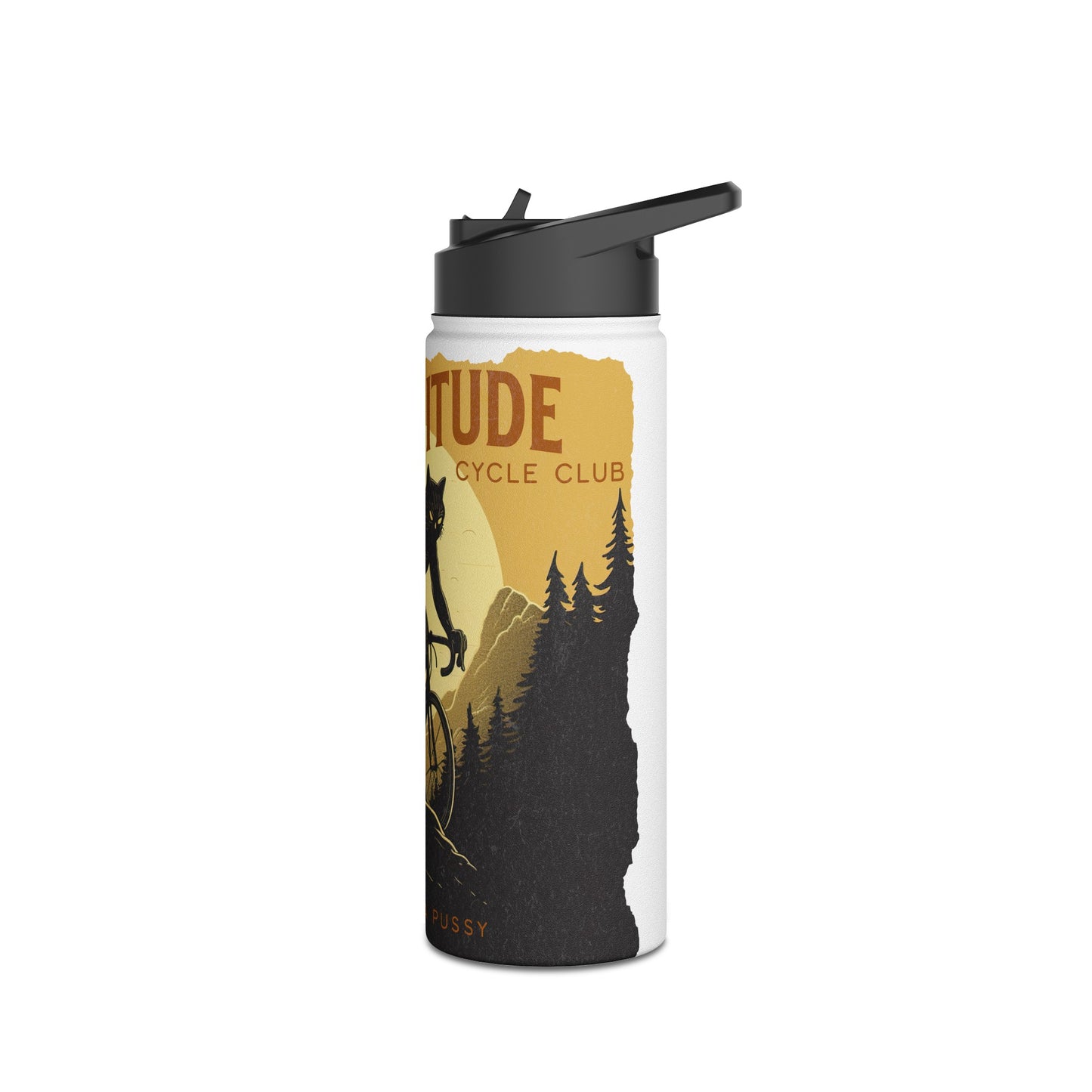 Cycling Bicycle Mountain Bike Cat Bad CatitudeStainless Steel Water Bottle, Standard Lid