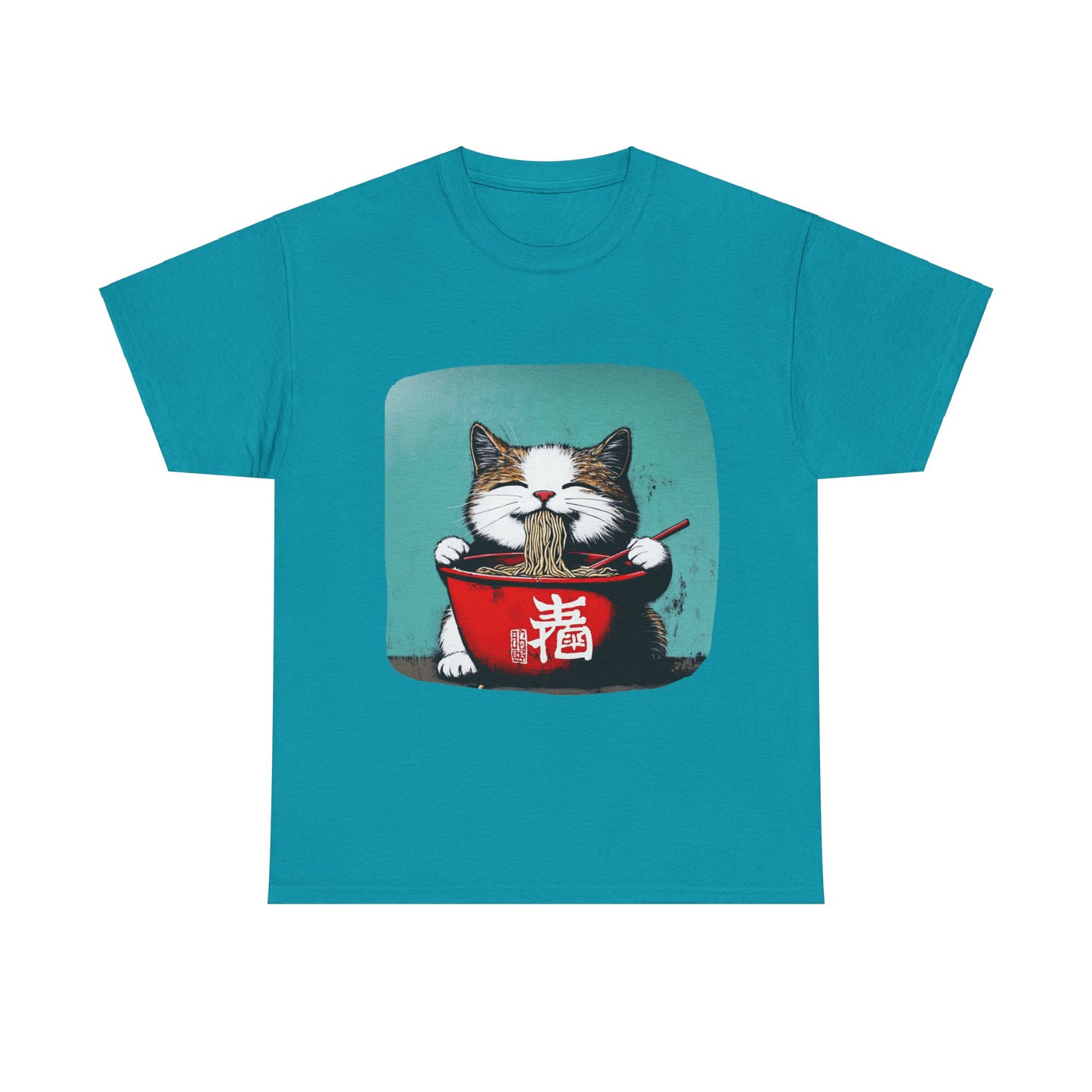 Ramen Cat, Cats and Ramen, Ramen Art Gift   -  Cute Cats Unisex Heavy Cotton Tee T-Shirt