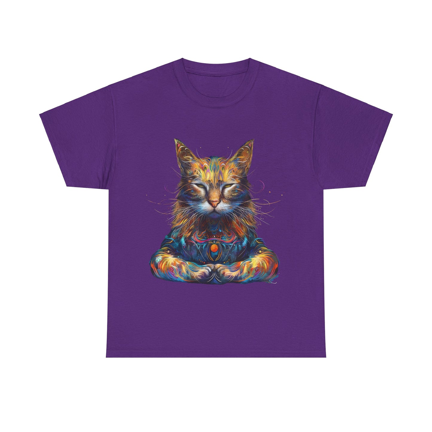 Meditating Cat, (V5) Zen Cat, Cat Gift Unisex Heavy Cotton Tee T-Shirt