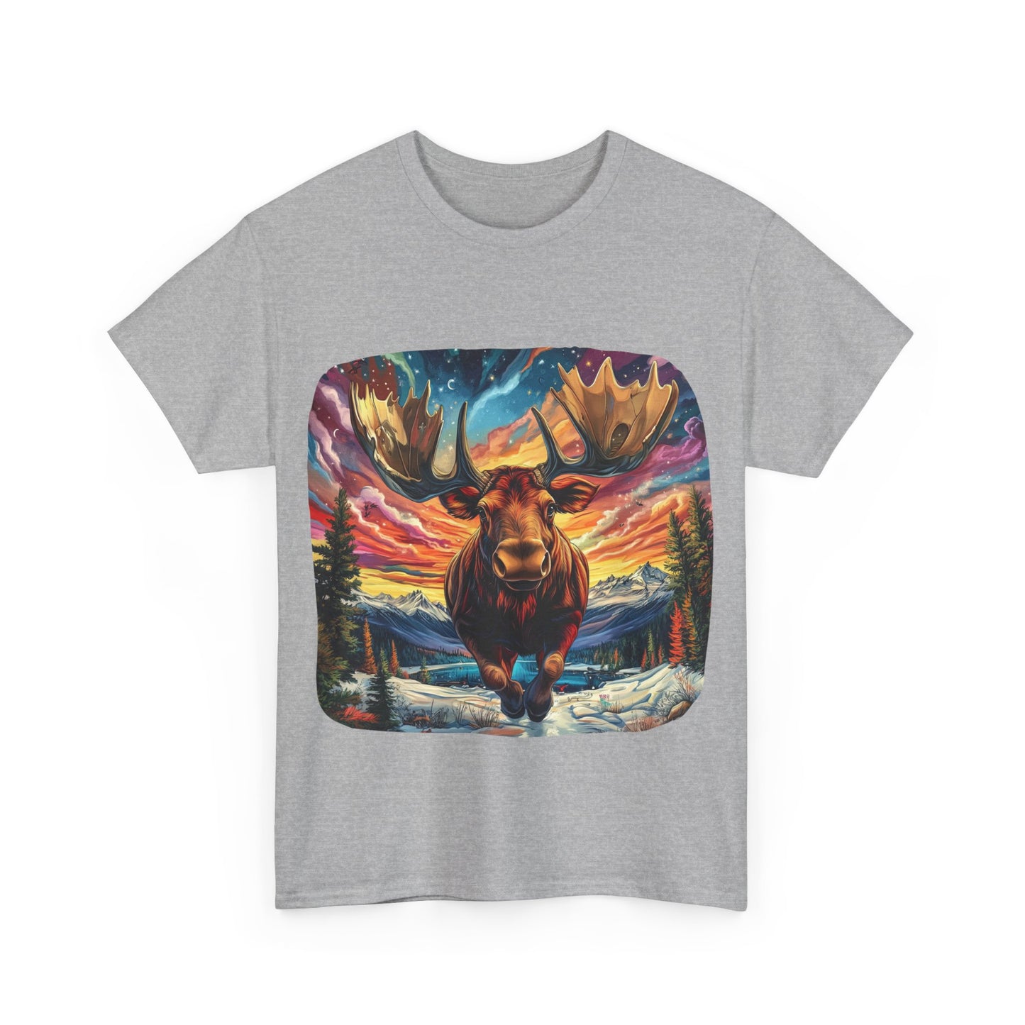 Romping Moose  - Vermont, Yukon, BC Moose - Moose Lover Unisex Heavy Cotton Tee T-Shirt