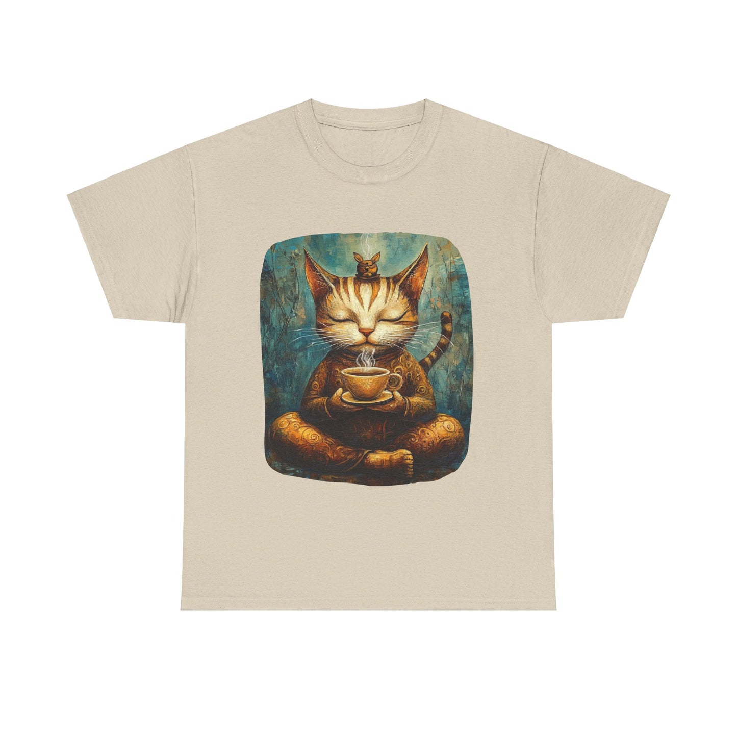 Coffee Cat (Ver 5) - Cats and Coffee , Tea Shirt - T-shirt Coffee Lover   - Cat Lover Unisex Heavy Cotton Tee T-Shirt