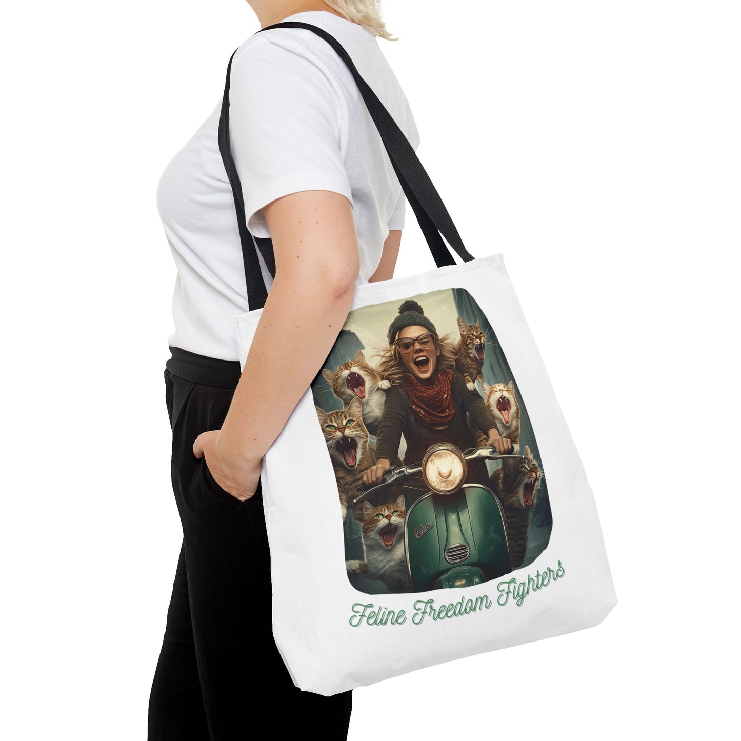 "Feline Freedom Fighters" Childless Cat Lady Tote Bag - Childless Cat Lady Tote Bag (AOP)