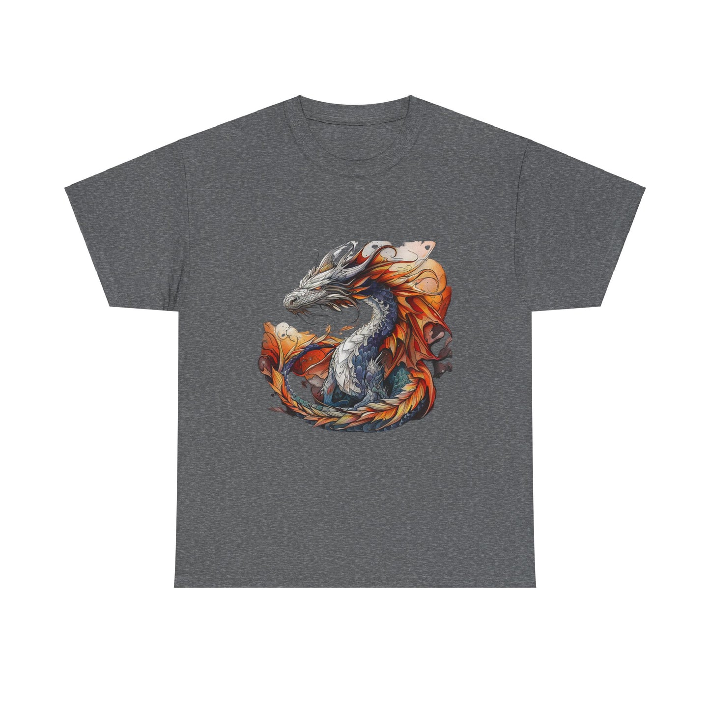 Orange Ancient Dragons Graphic Tee - Dragons and Reptiles -  Dragon Lovers Unisex Heavy Cotton Tee T-Shirt