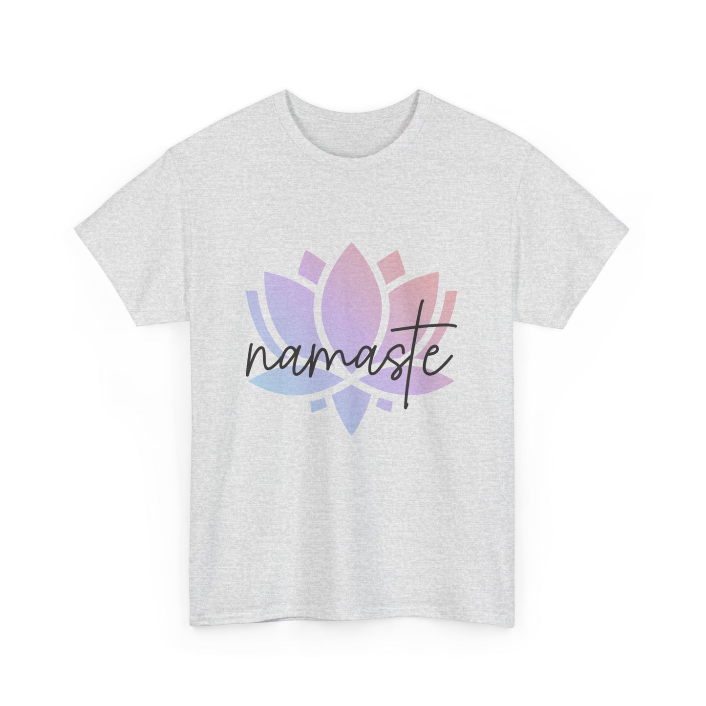 Namaste with Colorful Lotus Flower Tee shirt, Graphic Tees, Yoga Wear, Zen, Spiritual, Meditation Gifts Unisex Heavy Cotton  Graphic Tee T-Shirt