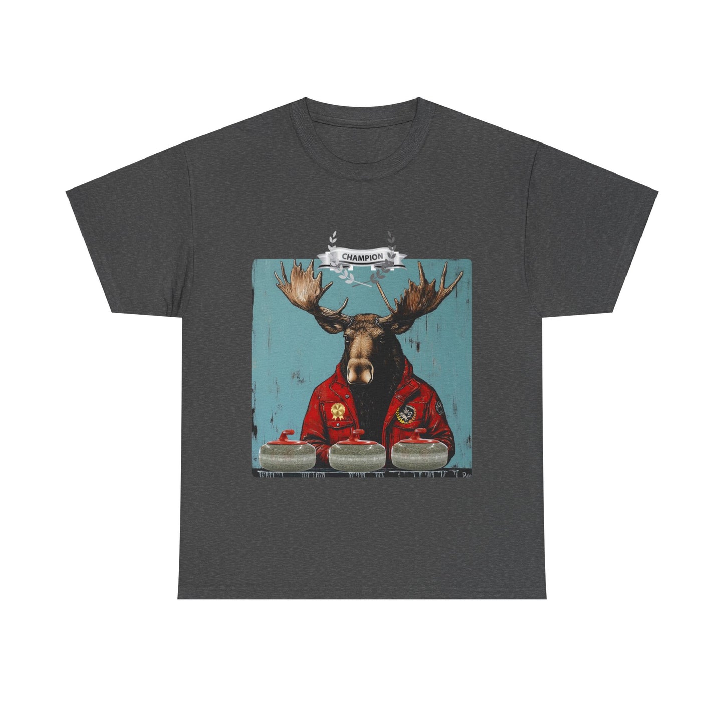 Moose Curling Champion V3- Moose Lover Unisex Heavy Cotton Tee T-Shirt