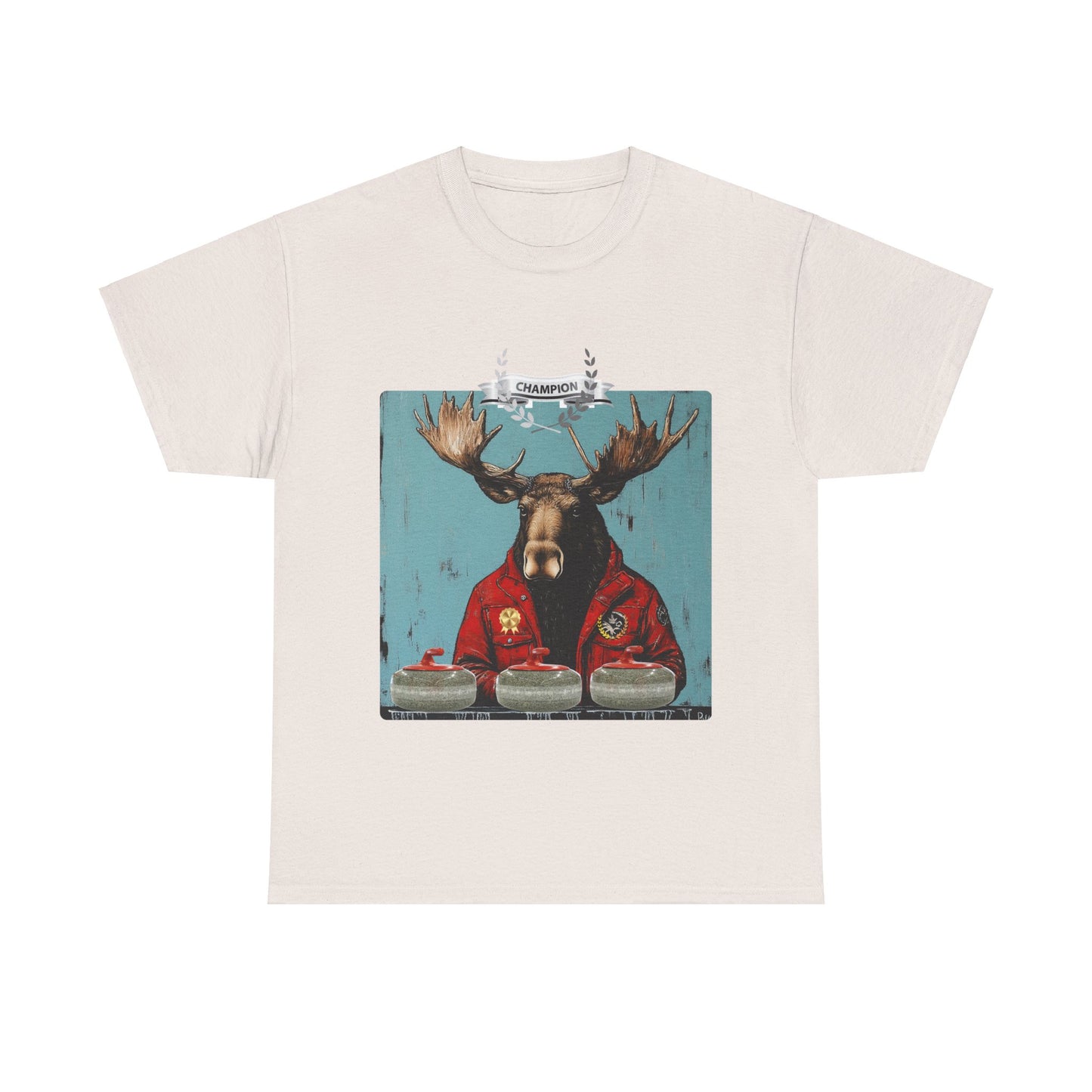 Moose Curling Champion V3- Moose Lover Unisex Heavy Cotton Tee T-Shirt