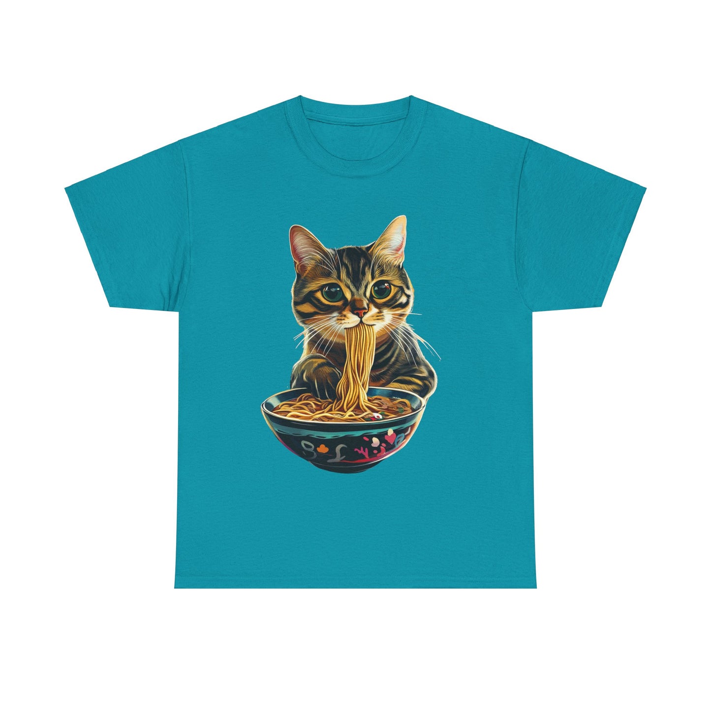 Ramen Cat (Ver 3) Cats and Ramen, Ramen Art Gift   -  Cute Cats Unisex Heavy Cotton Tee T-Shirt