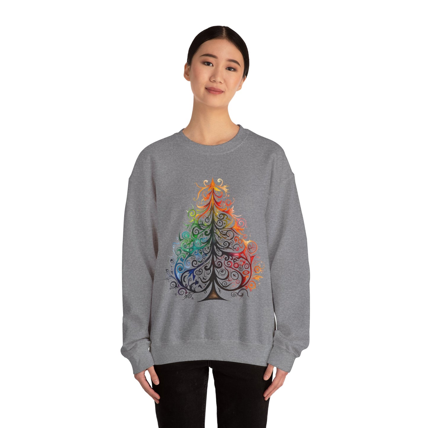 Rainbow, Exotic, Colorful Tribal Style Christmas Tree, Pride Colors Shirt Unisex Sweatshirt Sweat Shirt Gay Pride Gift