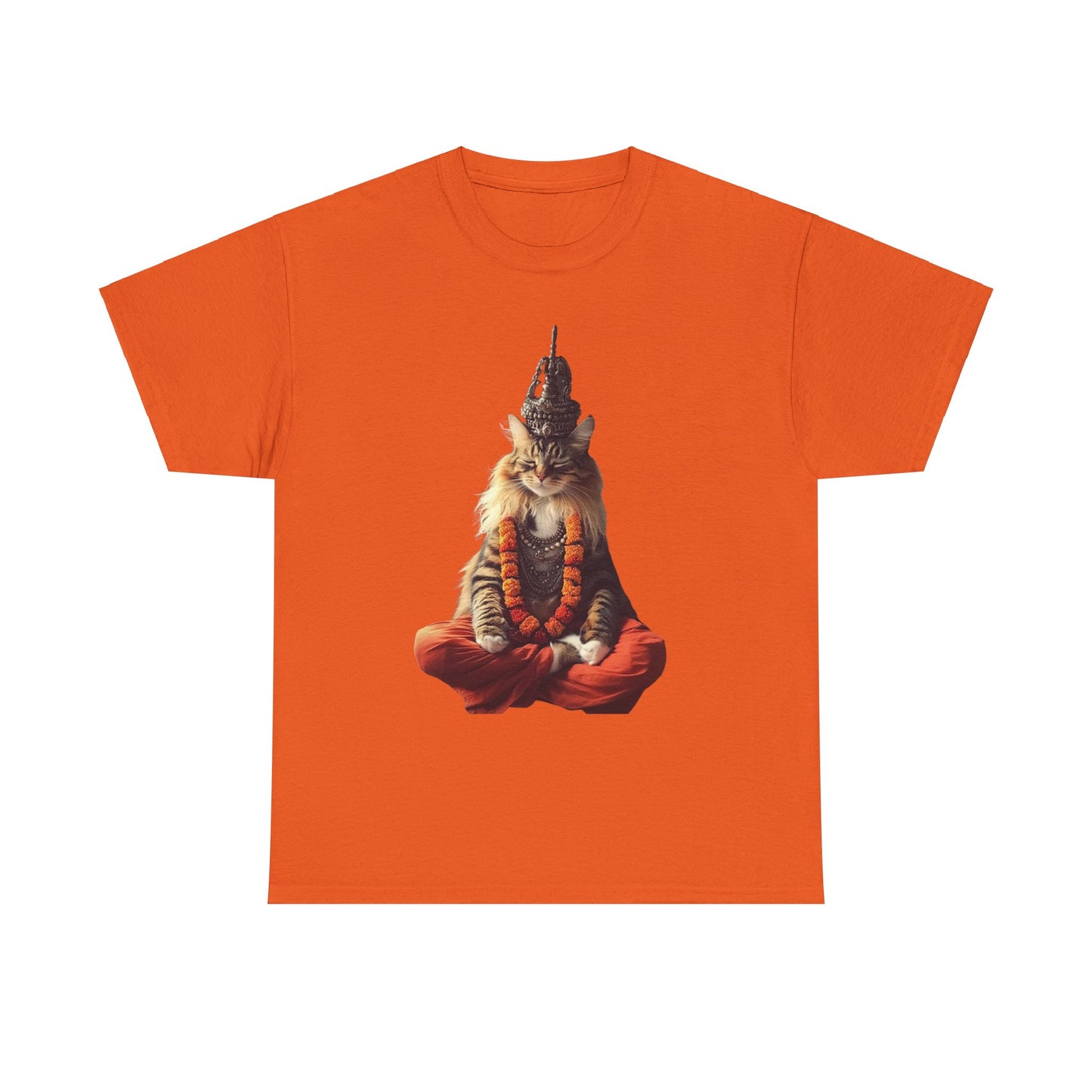 Meditating Yogi Cat, (V2) Guruji Cat, Cat Gift Unisex Heavy Cotton Tee T-Shirt