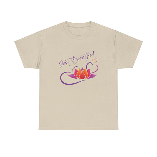 Just Breathe! Lotus Flower Hearts Tee shirt, Graphic Tees, Yoga Wear, Zen, Spiritual, Meditation Gifts Unisex Heavy Cotton  Graphic Tee T-Shirt