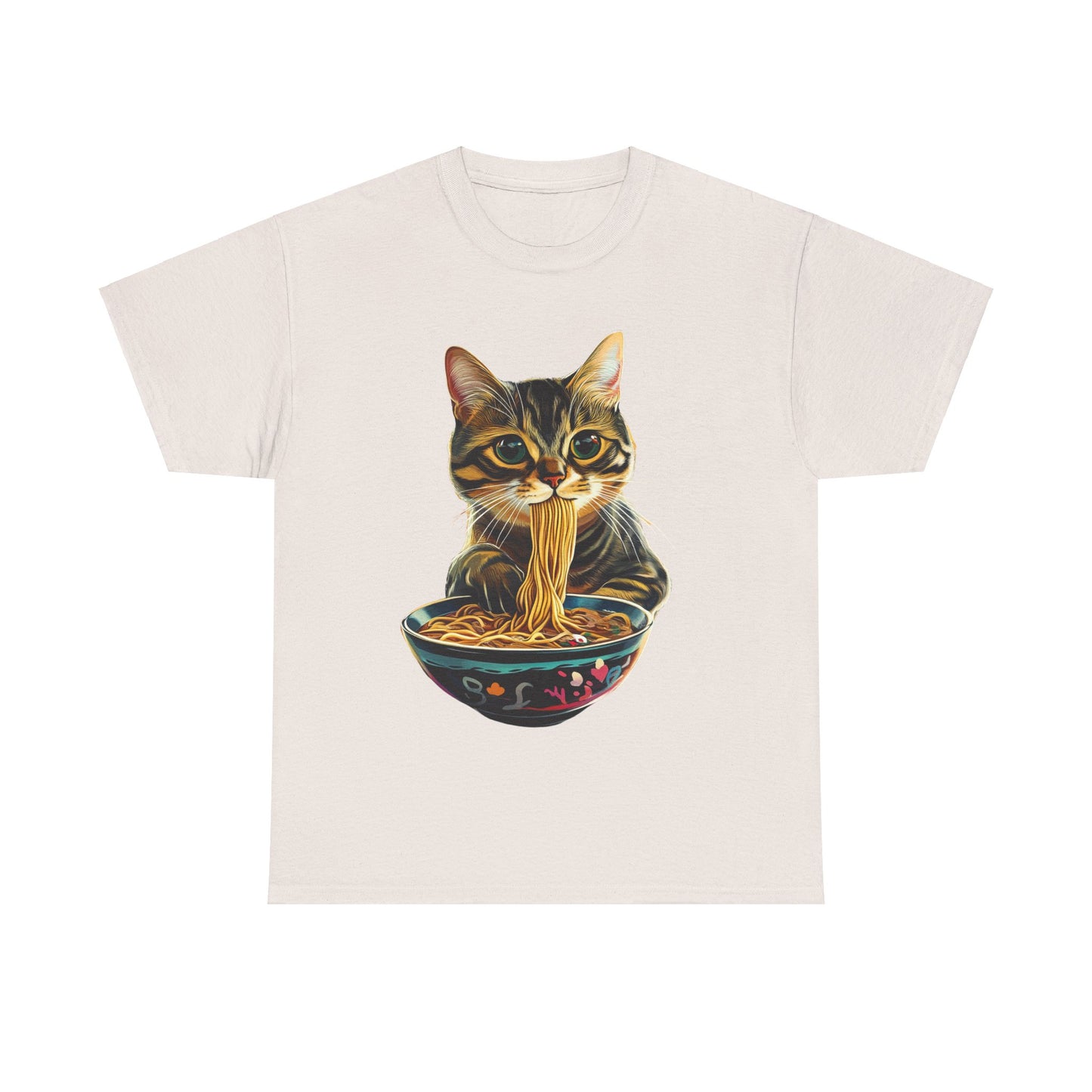 Ramen Cat (Ver 3) Cats and Ramen, Ramen Art Gift   -  Cute Cats Unisex Heavy Cotton Tee T-Shirt