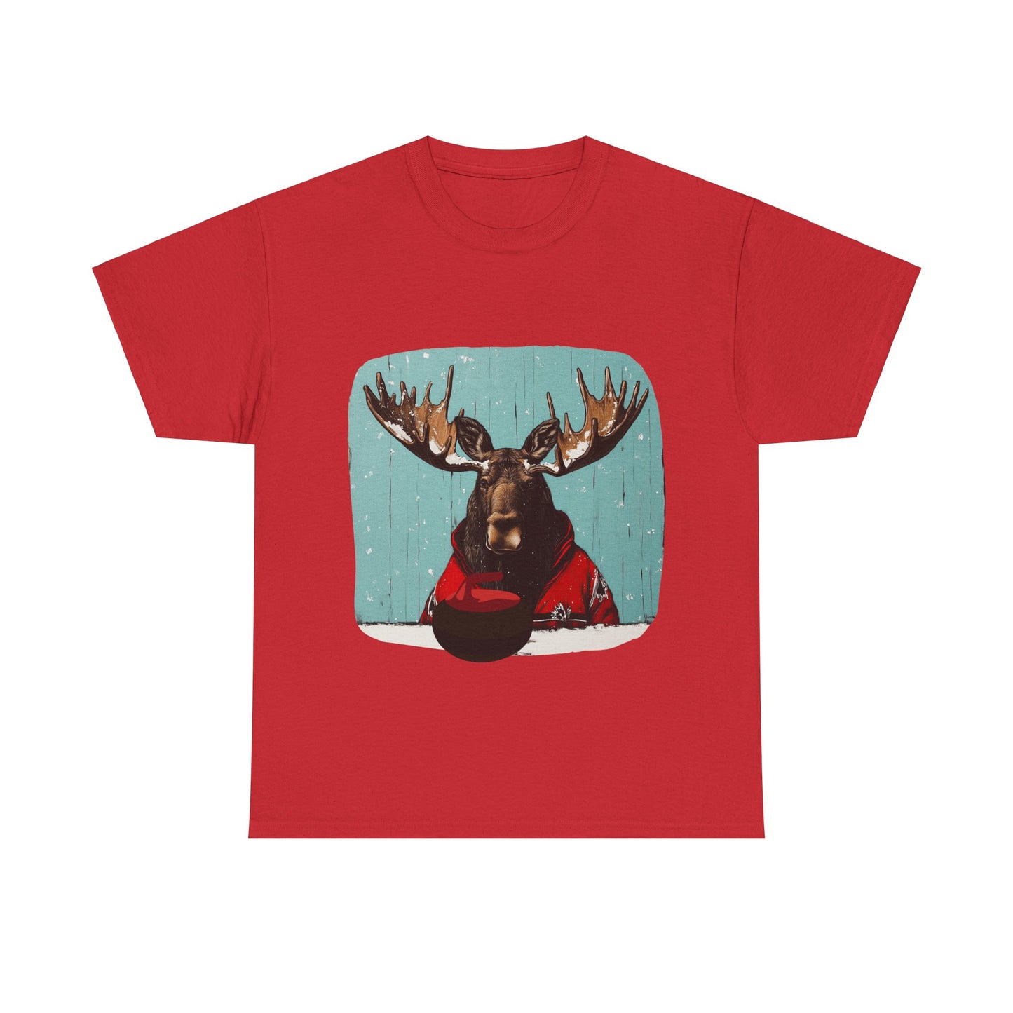 Moose Curling Champion V2- Moose Lover Unisex Heavy Cotton Tee T-Shirt