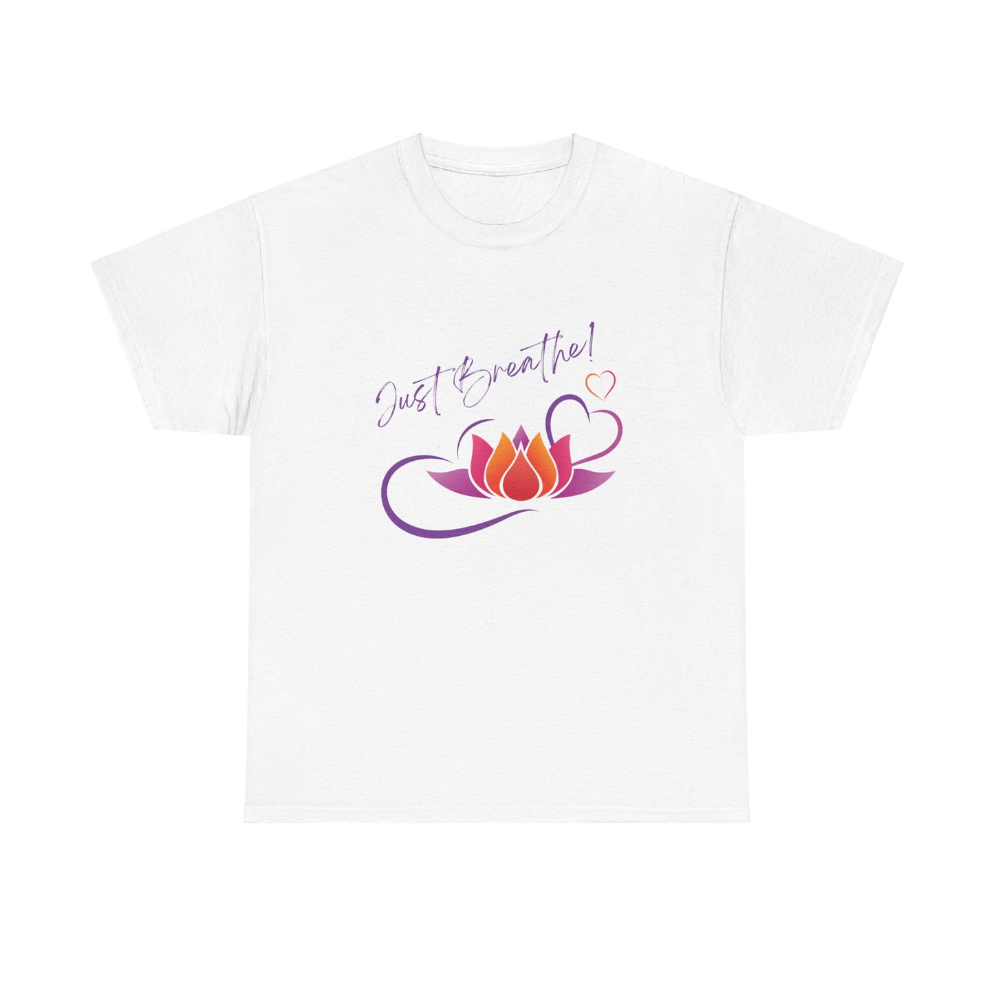 Just Breathe! Lotus Flower Hearts Tee shirt, Graphic Tees, Yoga Wear, Zen, Spiritual, Meditation Gifts Unisex Heavy Cotton  Graphic Tee T-Shirt