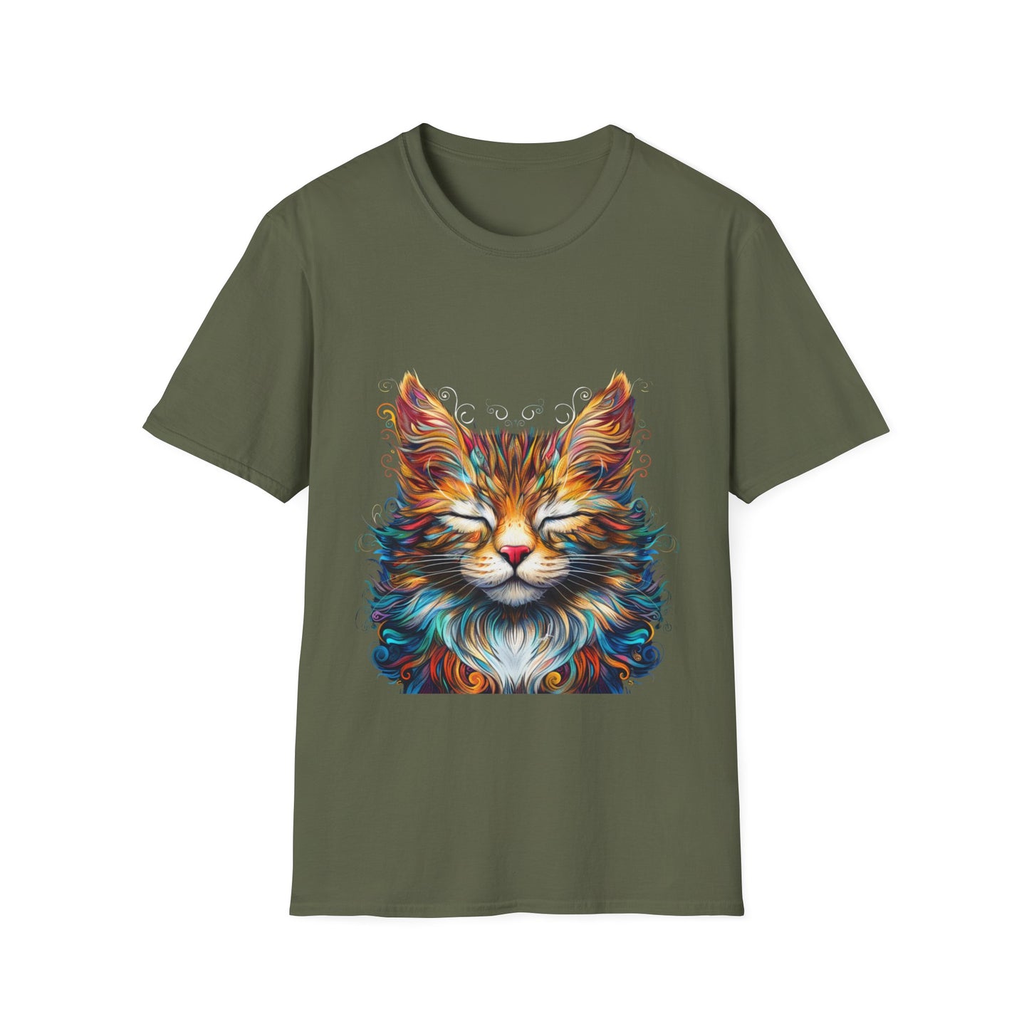 Chill Vibe Meditating Cat Shirt, Cat Lover's Graphic Tee Graphic Unisex T- Shirt, T-Shirt Cat Lovers Gift  Softstyle T-Shirt Tee Teeshirt Stylized Cat