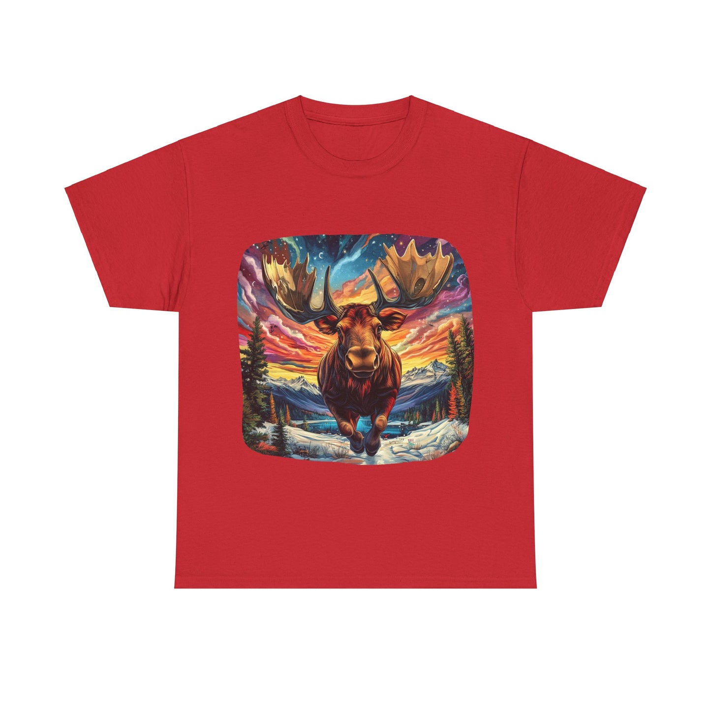 Romping Moose  - Vermont, Yukon, BC Moose - Moose Lover Unisex Heavy Cotton Tee T-Shirt