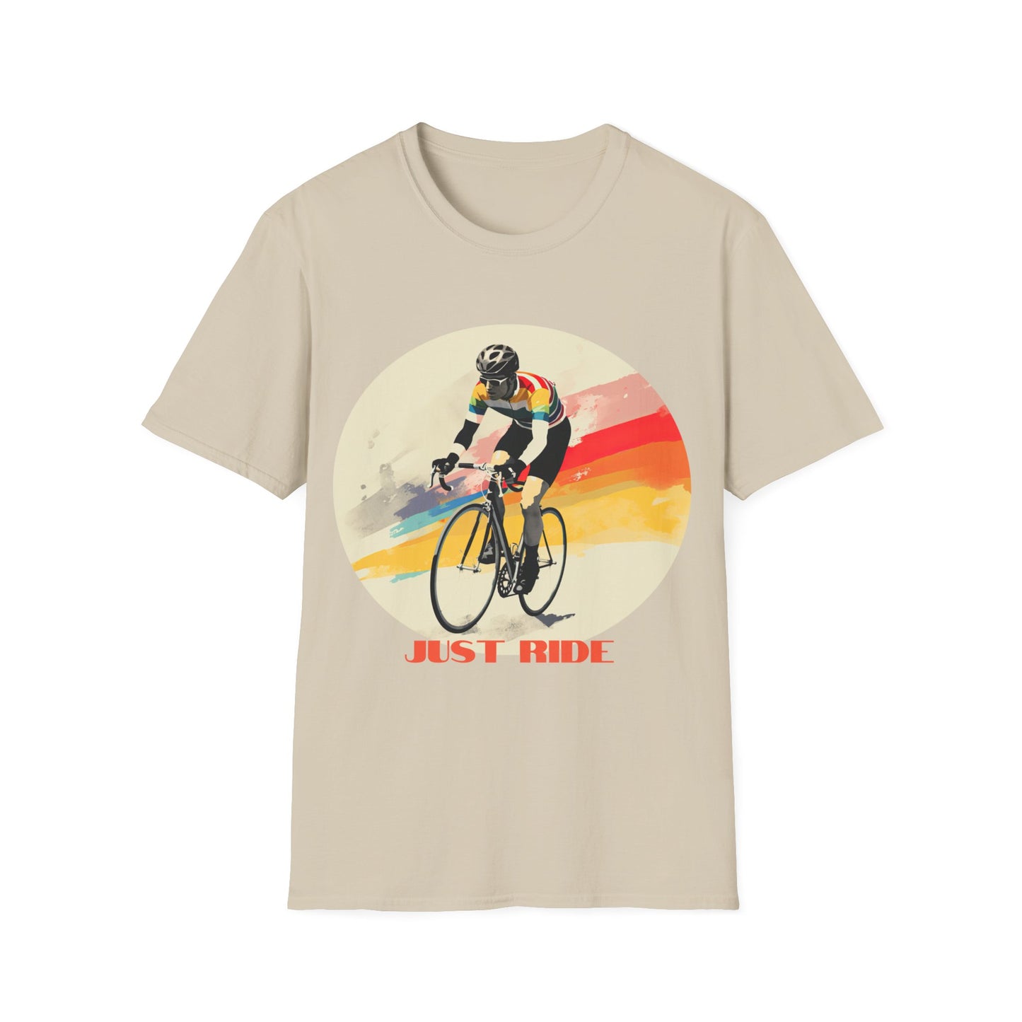 Cycle Bicycle Gift, Just Ride T Shirt, Colorful Cycling Shirt Mens Woman's Unisex Shirt, Softstyle T-Shirt Tee Teeshirt