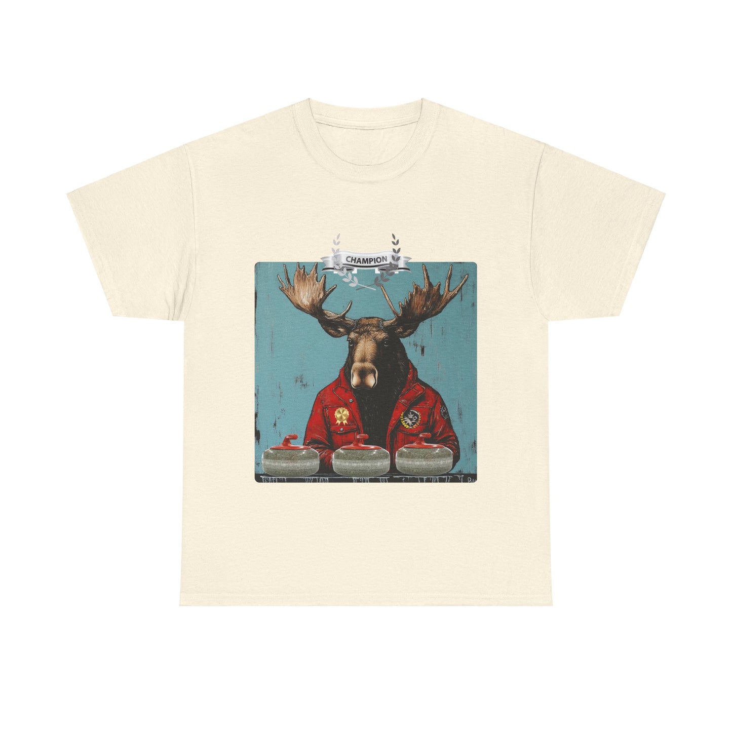 Moose Curling Champion V3- Moose Lover Unisex Heavy Cotton Tee T-Shirt