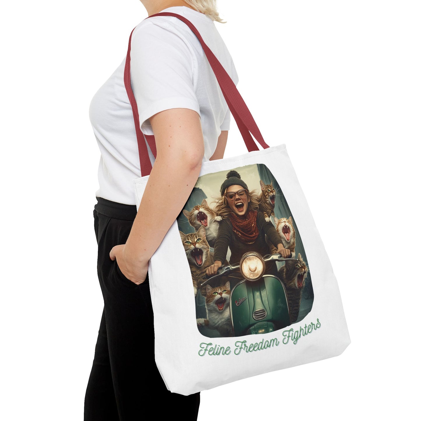 "Feline Freedom Fighters" Childless Cat Lady Tote Bag - Childless Cat Lady Tote Bag (AOP)