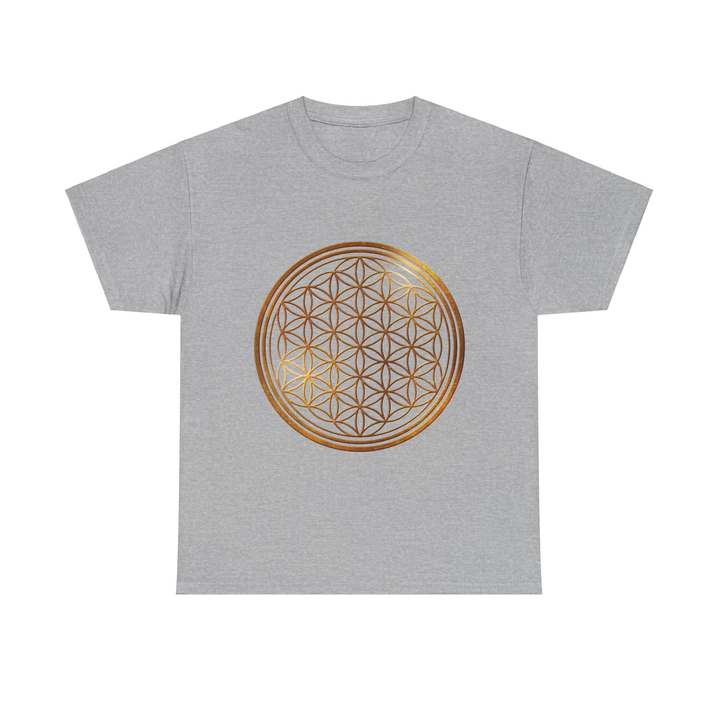 Flower of Life Sacred Geometry, (with shadow/highlight) Graphic Tee - Yoga, Zen, Hindu Gifts Heavy Cotton Graphic Tee T-Shirt