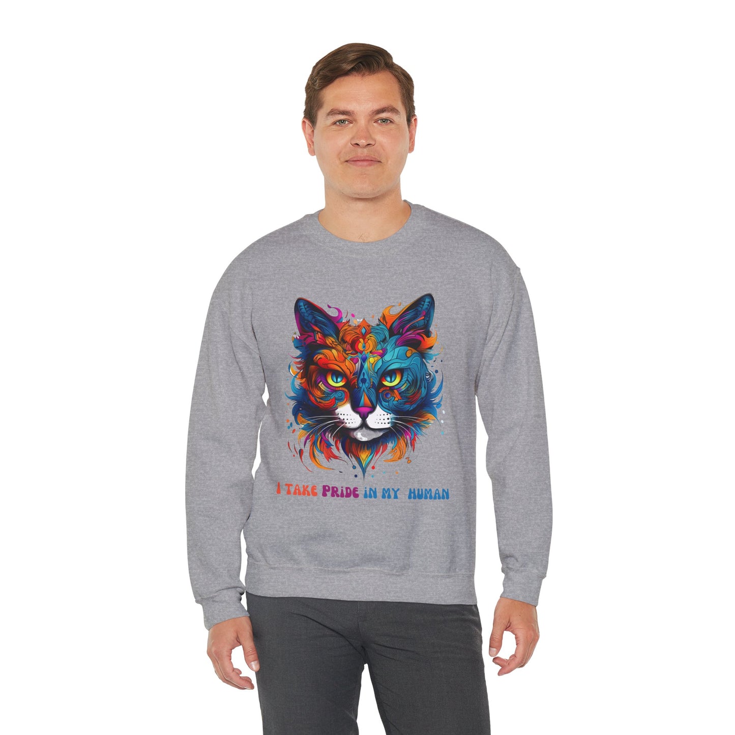 "I Take Pride in My Human" Pride Cat Sweatshirt, Cat Lovers Gift, Kitty Cat LGBTQ+ Shirt Unisex Sweatshirt Sweat Shirt, Many Colors