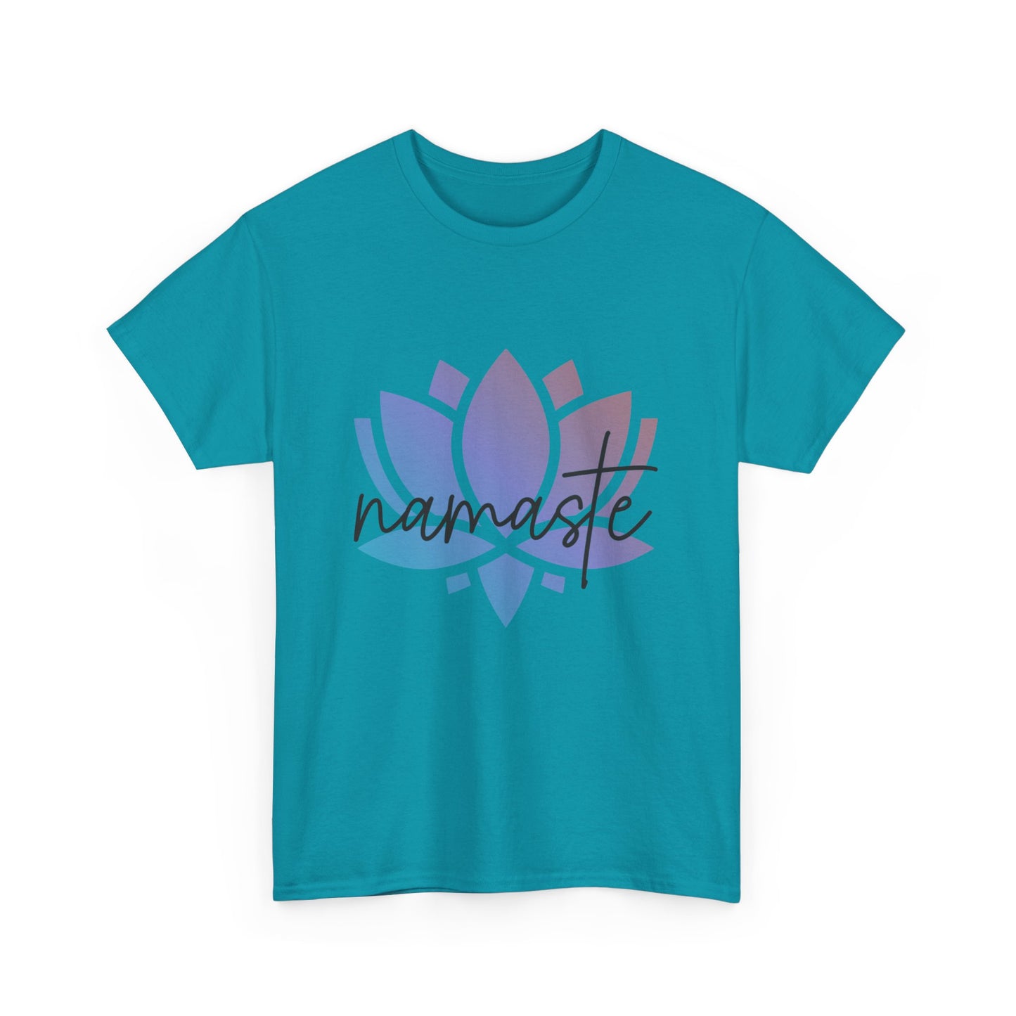 Namaste with Colorful Lotus Flower Tee shirt, Graphic Tees, Yoga Wear, Zen, Spiritual, Meditation Gifts Unisex Heavy Cotton  Graphic Tee T-Shirt