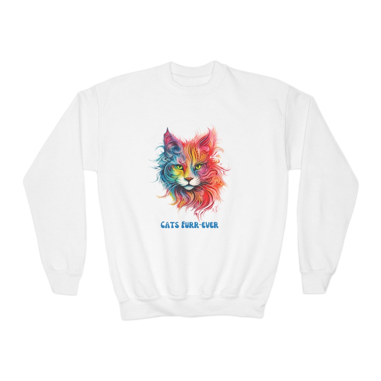 Cats Furr-Ever. Kids Cat Lovers, Kids, Girls, Boys Youth Crewneck Sweatshirt Magic  Fluffy Cat for Kids