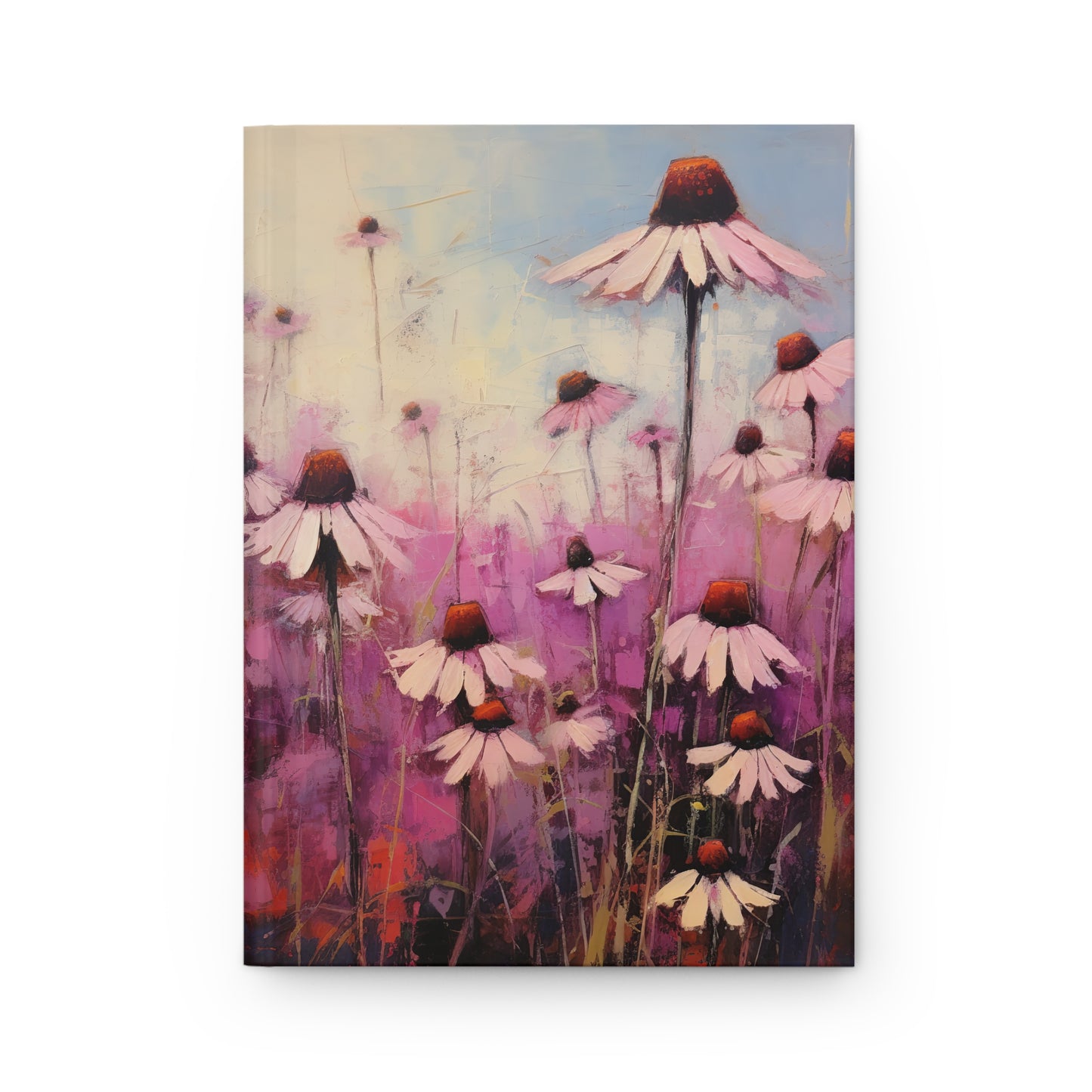 Flower Garden Notebook, Echinacea Purple Coneflower, Spring, Herb Garden Lovers Gift Hardcover Journal Matte Notebook Diary