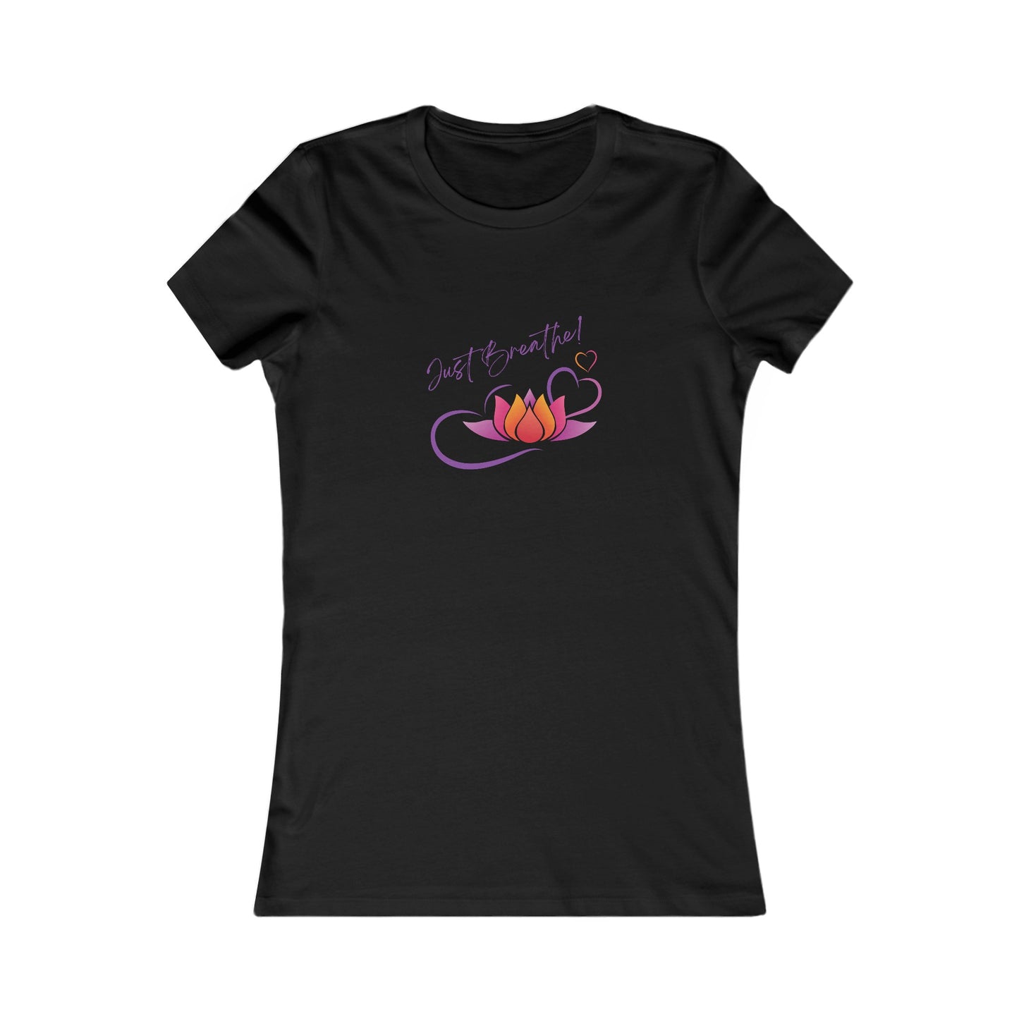 Just Breathe! Lotus Flower Hearts Yoga Tank Top Meditation Shirt, Yoga Tees, Yoga Graphic T-shirt, Ladies Cut Graphic Tees