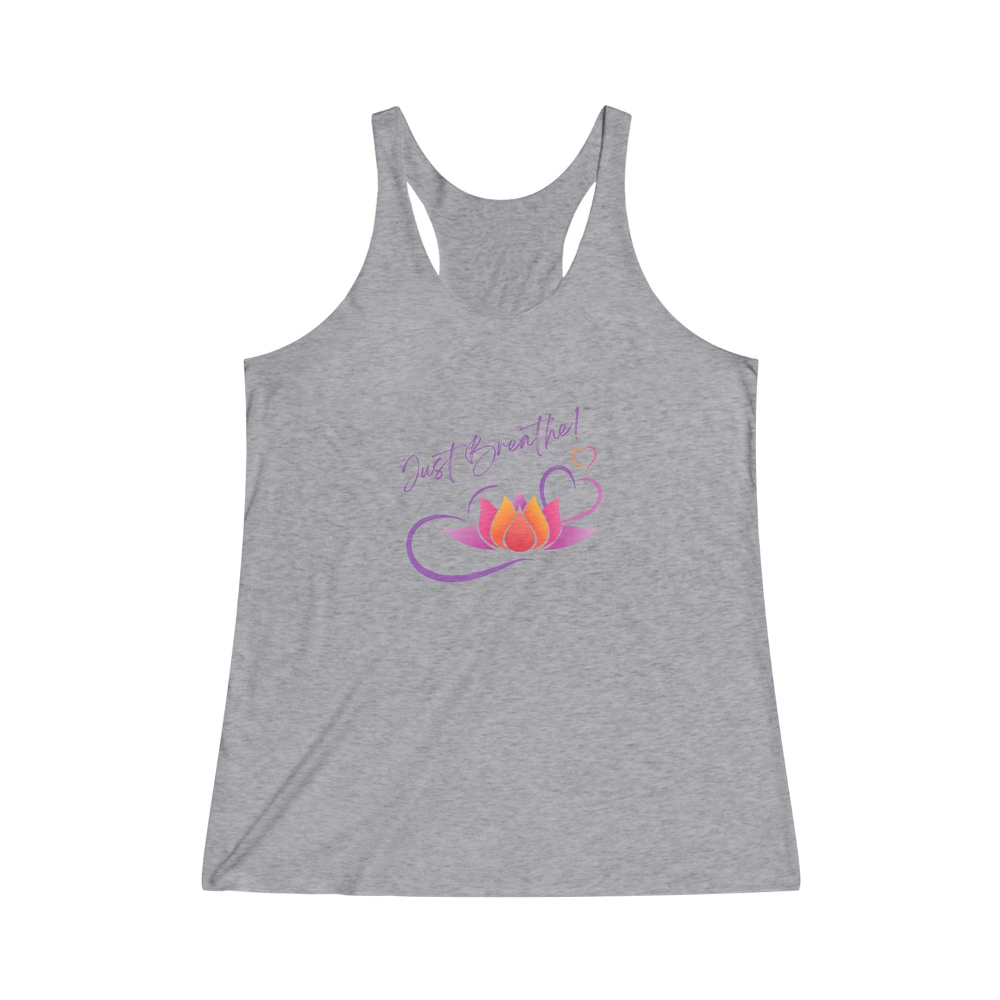 Just Breathe! Lotus Flower Hearts  Positive Affirmation Yoga Tank, Namaste Tee Shirt,  Women's Yoga Shirt, Athletic Racerback Tank Top Shirt