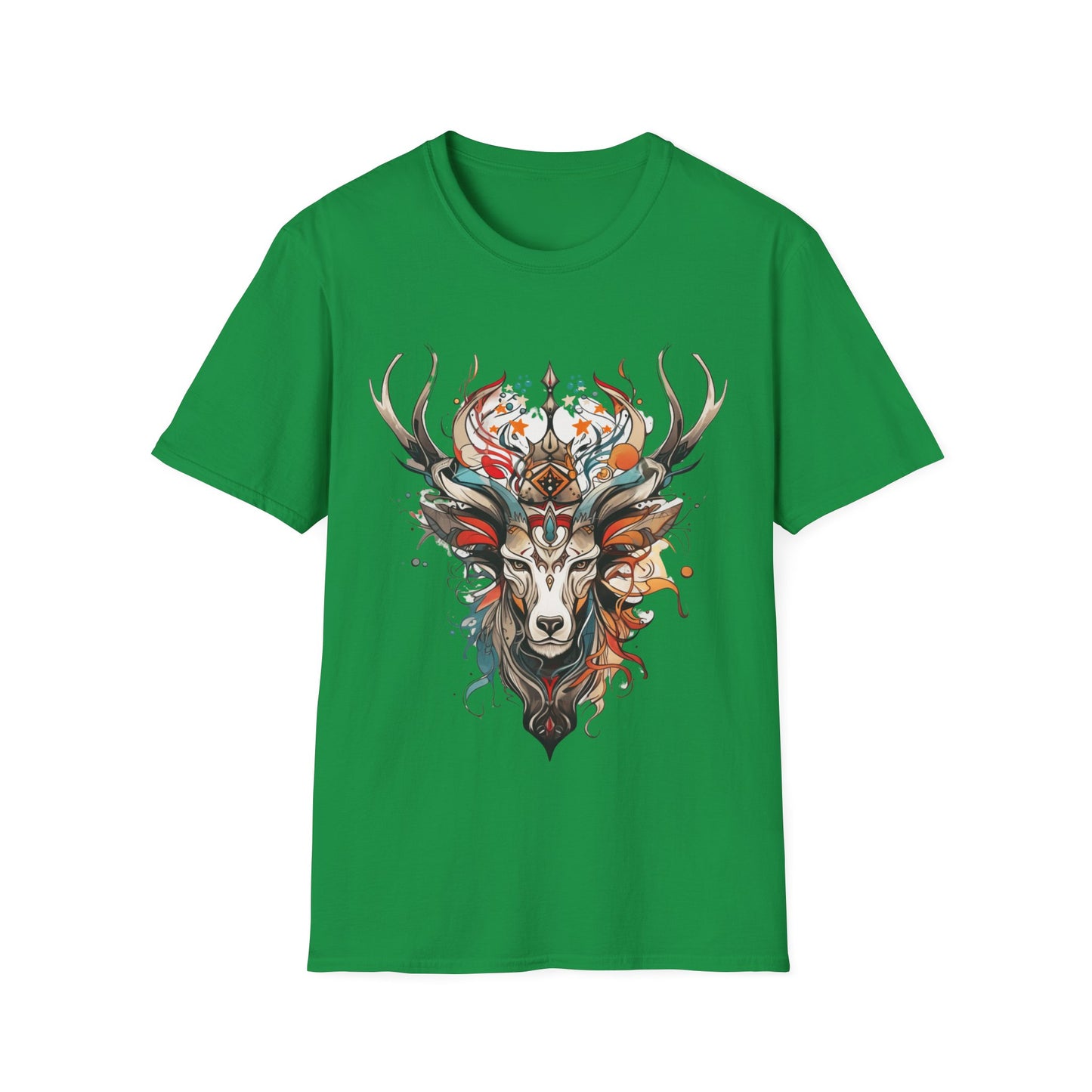 Tribal Reindeer Deer,  Buck, Reindeer, Deer Medicine Shirt Mens Woman's Unisex Shirt, Softstyle T-Shirt Tee Teeshirt