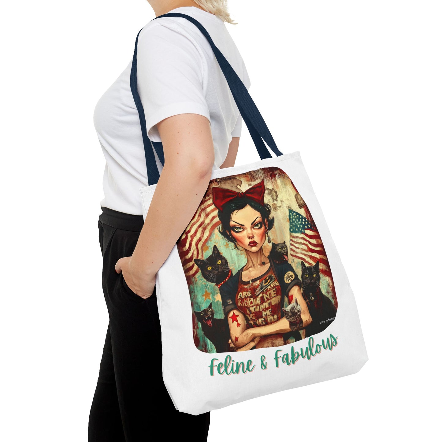 "Feline & Fabulous" Childless Cat Lady Bag -  Childless Cat Lady Tote Bag (AOP)