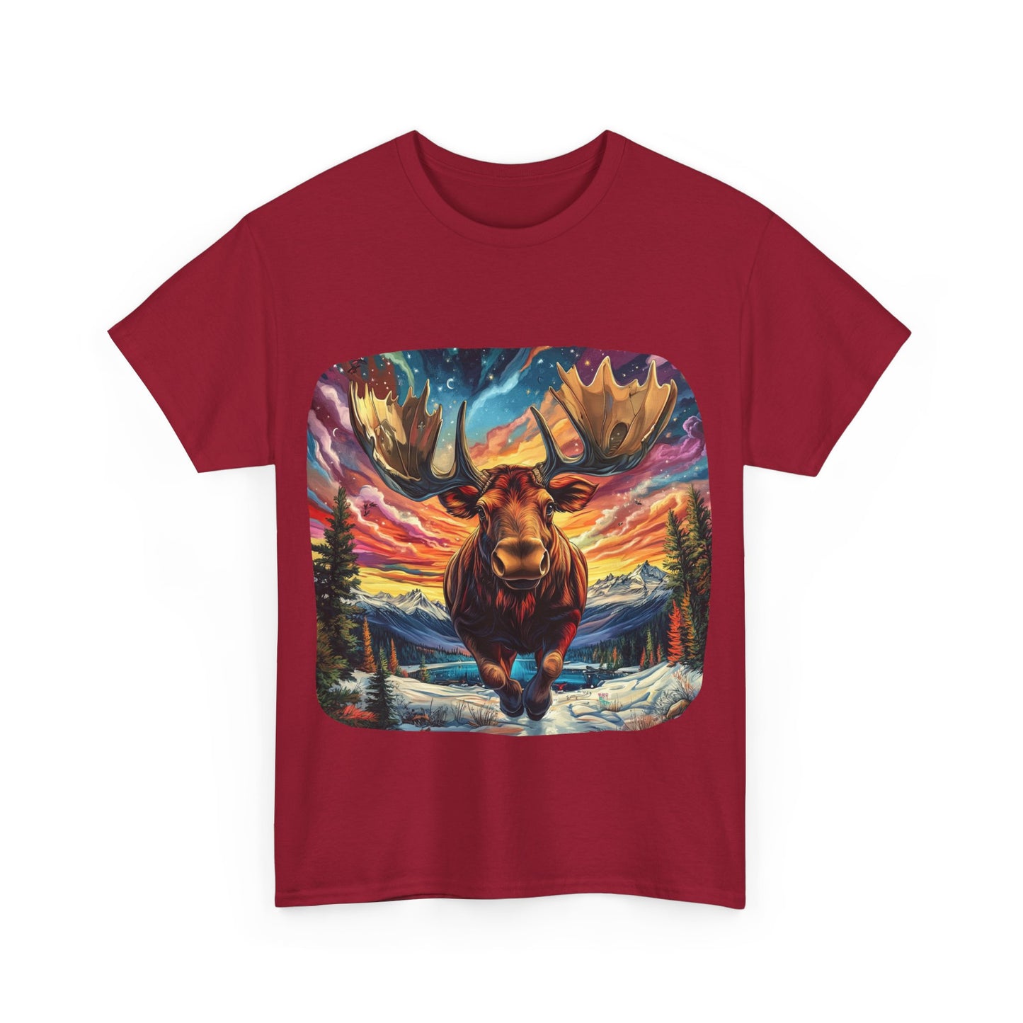 Romping Moose  - Vermont, Yukon, BC Moose - Moose Lover Unisex Heavy Cotton Tee T-Shirt