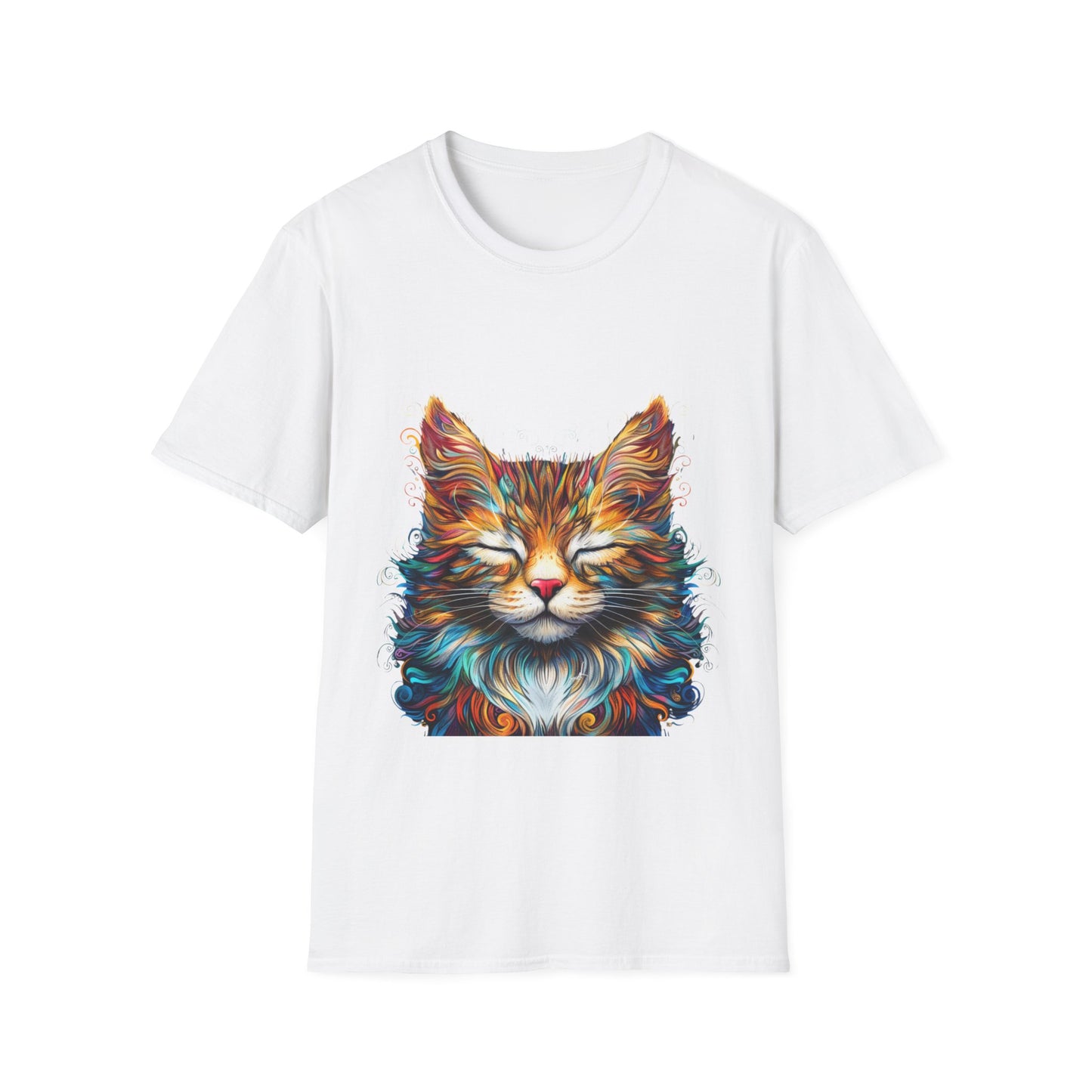 Chill Vibe Meditating Cat Shirt, Cat Lover's Graphic Tee Graphic Unisex T- Shirt, T-Shirt Cat Lovers Gift  Softstyle T-Shirt Tee Teeshirt Stylized Cat