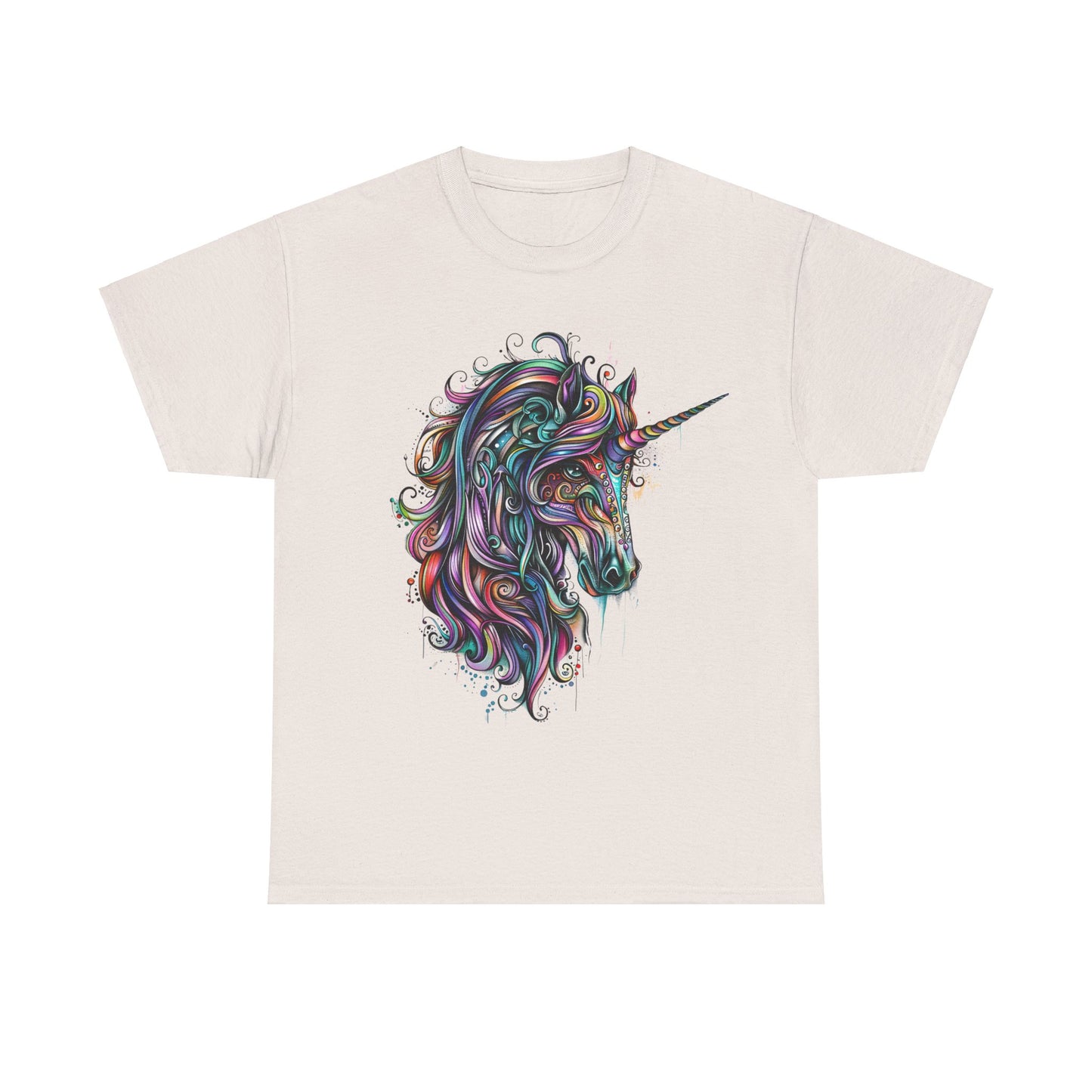 Dark Carousel Unicorn Head - Unicorn Lovers Graphic Tee Unisex Heavy Cotton Tee T-Shirt