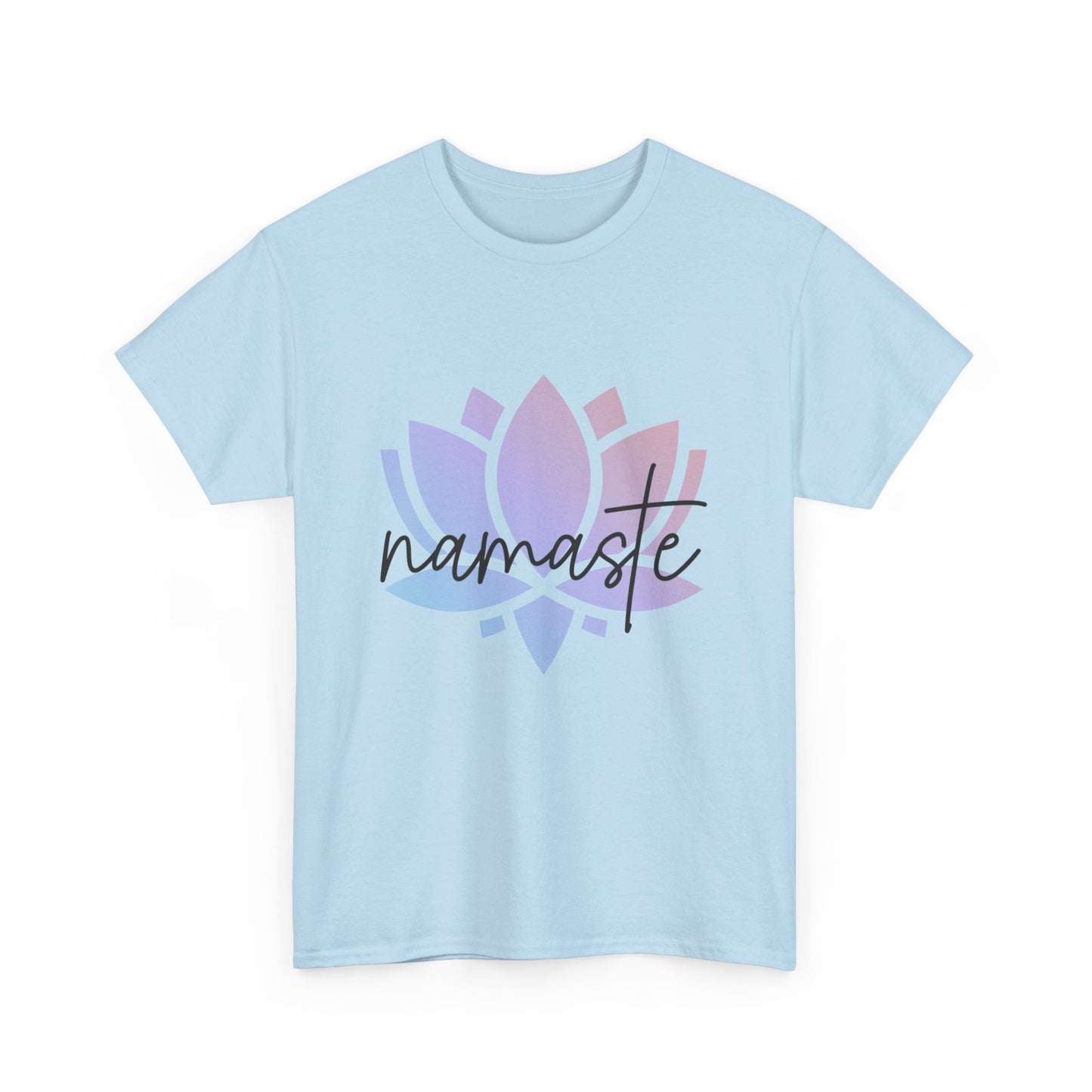 Namaste with Colorful Lotus Flower Tee shirt, Graphic Tees, Yoga Wear, Zen, Spiritual, Meditation Gifts Unisex Heavy Cotton  Graphic Tee T-Shirt