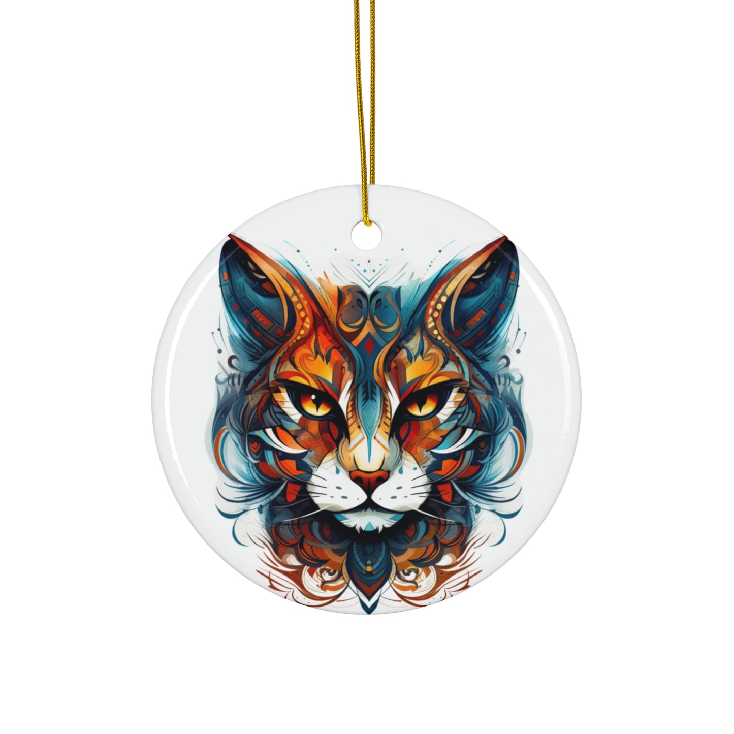 Exotic Cat, Tiger, Wild Cat Lovers, Cat Mom, Cat Dad, Cats Christmas Tree Gift, Christmas Ornament, Ceramic Fierce Cat Lovers Gift