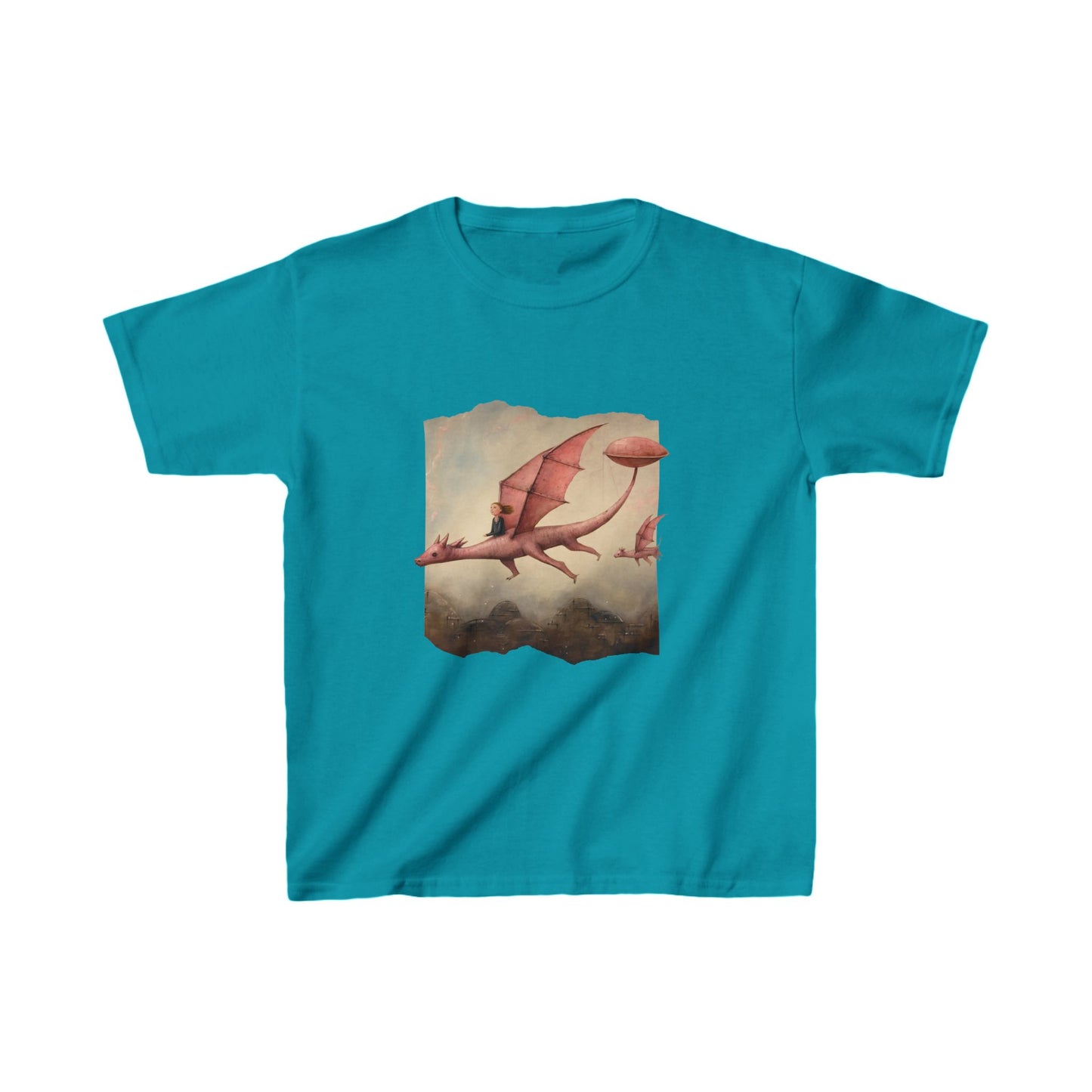 Flying Pink Dragons- Kids Dragon Graphic Tee - Pink Dragon Design for Young Adventurers