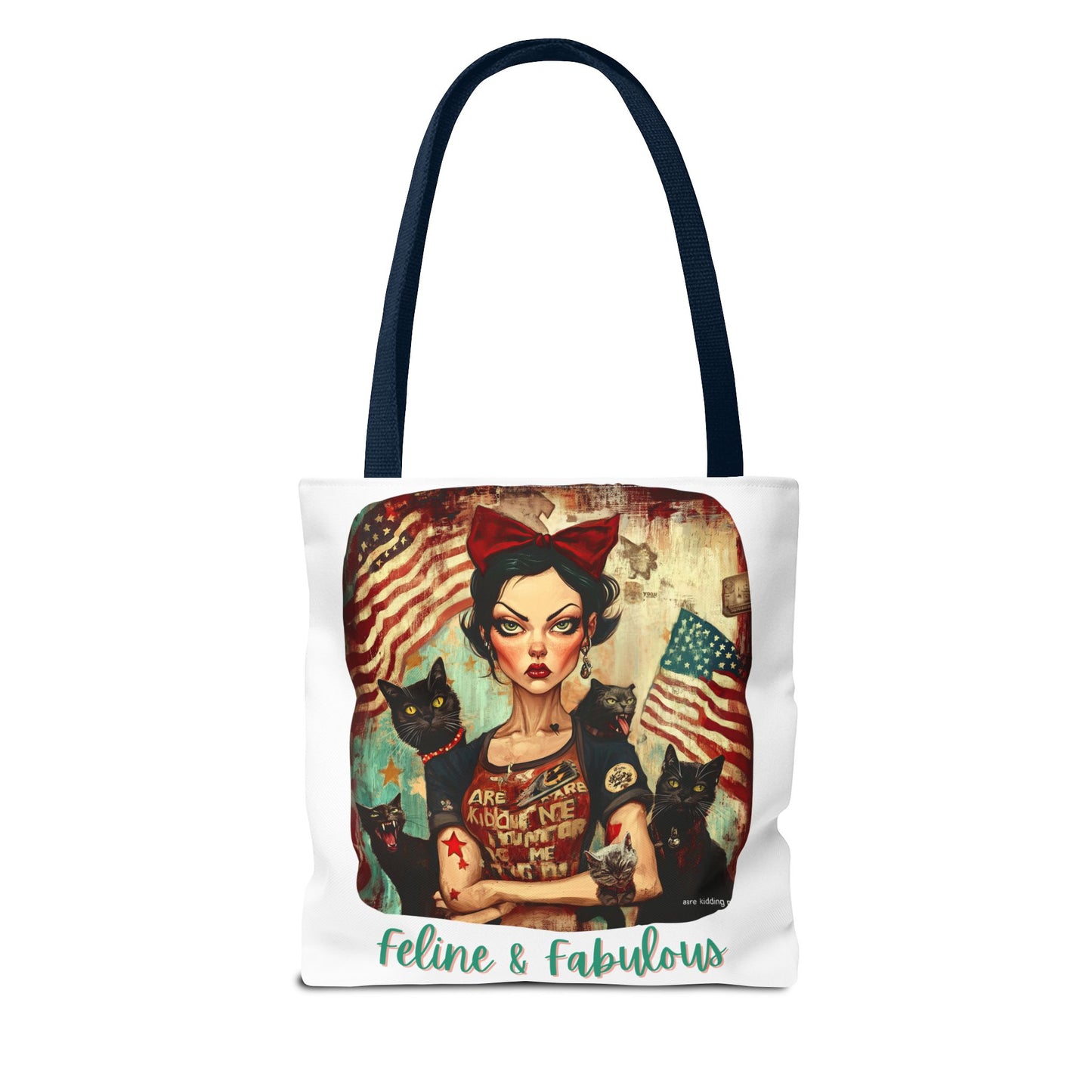 "Feline & Fabulous" Childless Cat Lady Bag -  Childless Cat Lady Tote Bag (AOP)