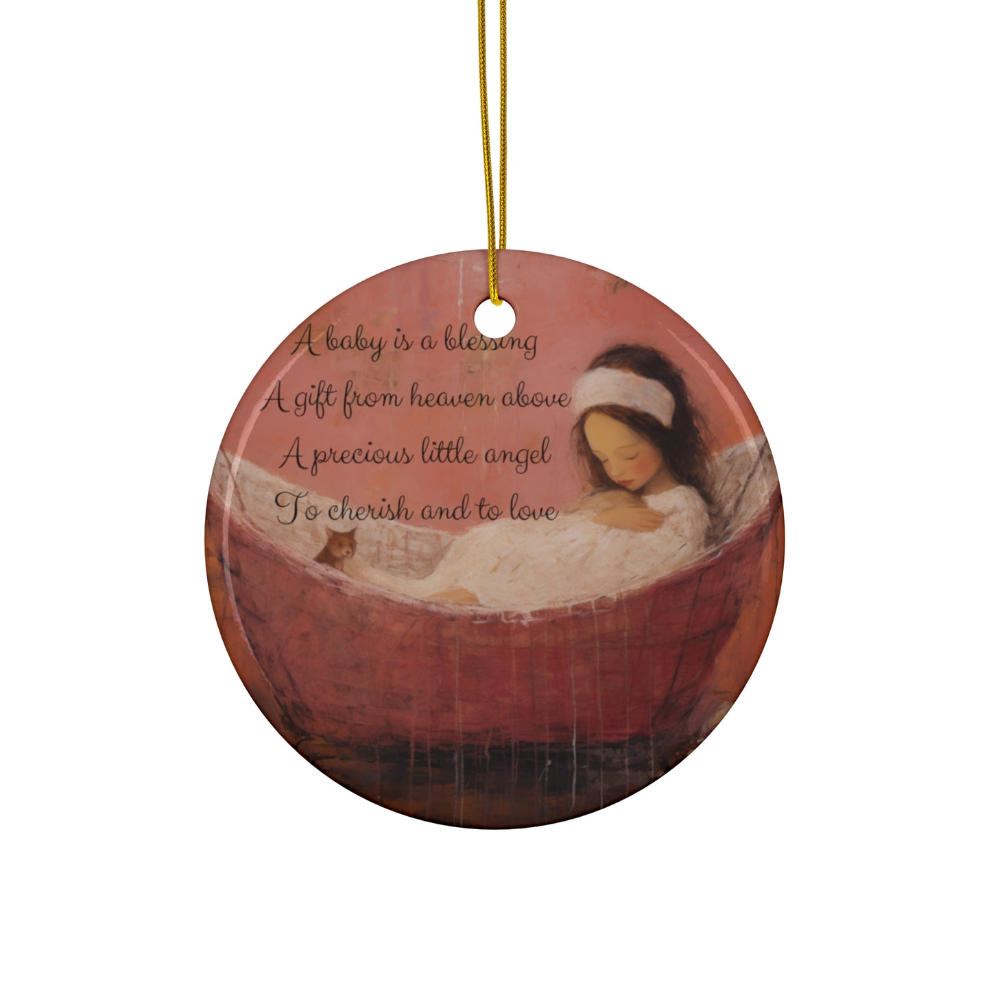 New Mother, Baby Shower or Shower Gift Keepsake Ceramic Ornament Baby Arrival, Baby Reveal