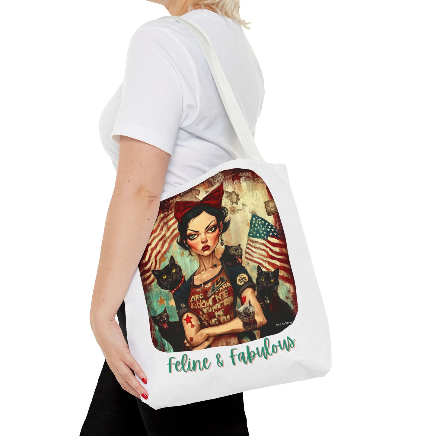 "Feline & Fabulous" Childless Cat Lady Bag -  Childless Cat Lady Tote Bag (AOP)