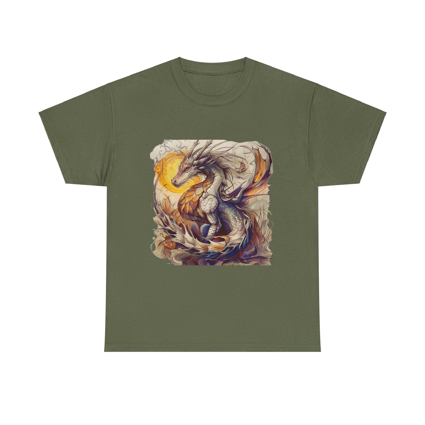 White Light Dragon Graphic Tee - Dragon T-shirt -  Dragon Lovers Unisex Heavy Cotton Tee T-Shirt